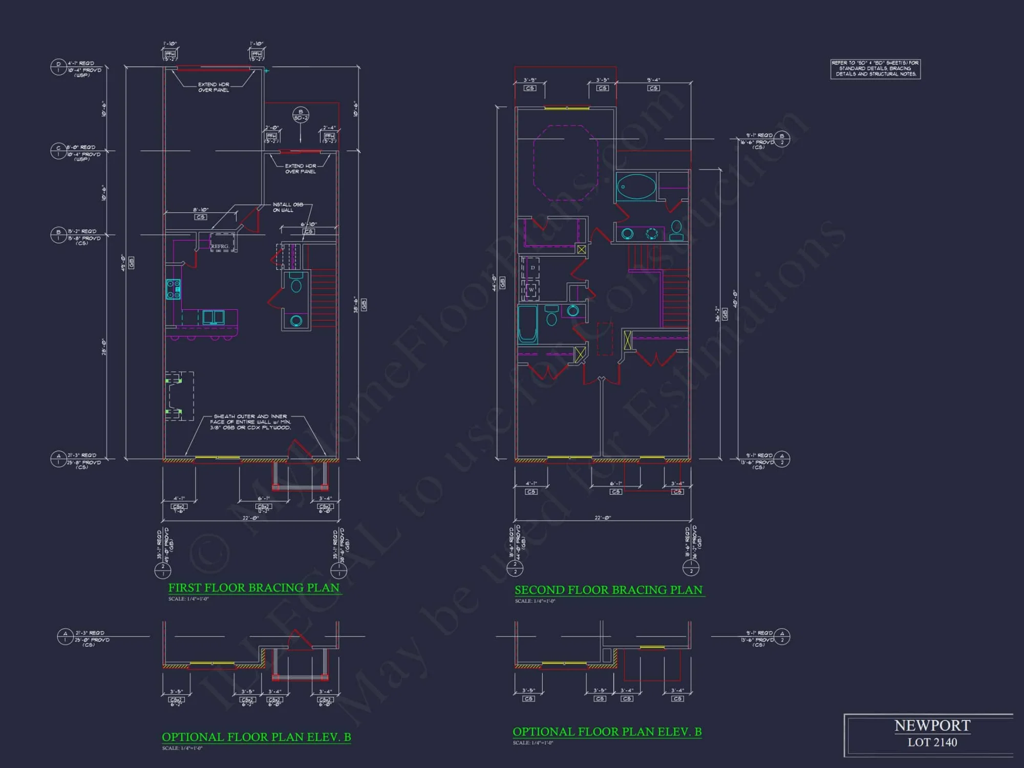 Traditional 7-Unit Townhome Floor Plan with Colonial Revival Design