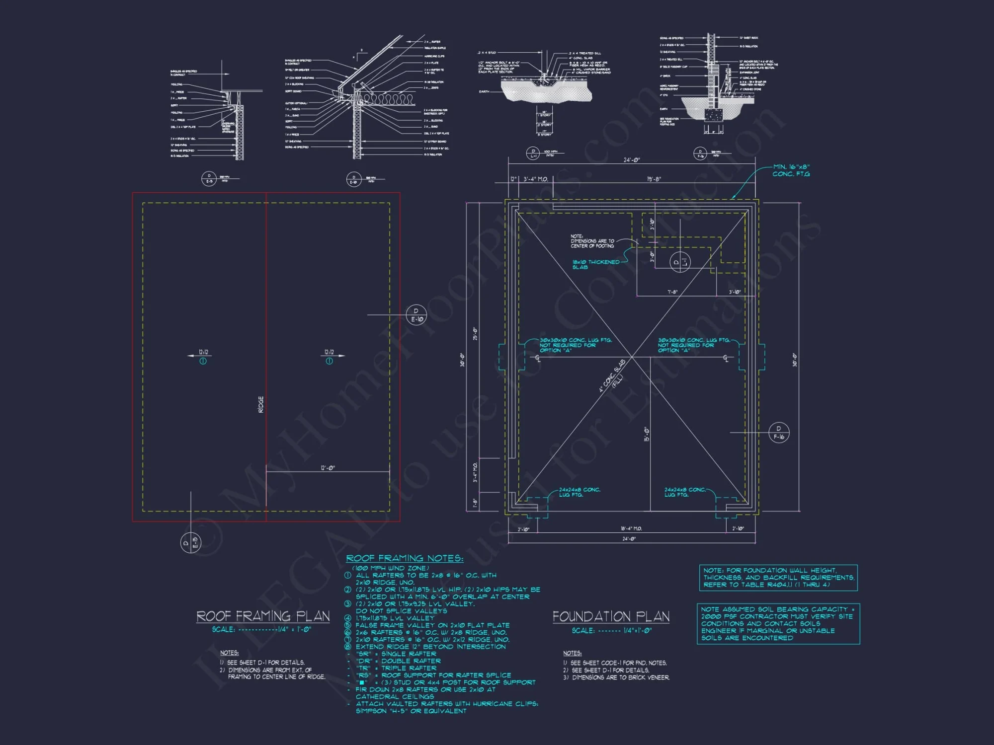 24x30 Garage Floor Plan with Attic and CAD Blueprint Designs