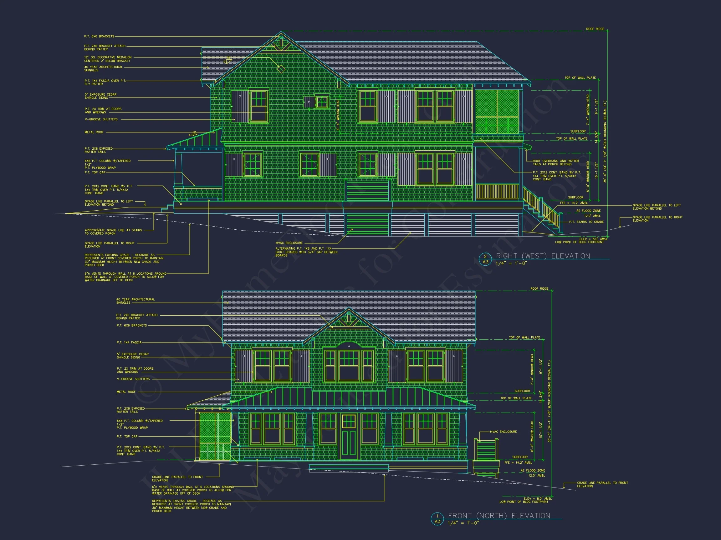 13-1216B HOUSE PLAN - Charming 2-Story House Plan: Modern CAD Architecture Designs 2 Charming 2-Story House Plan with Modern CAD Architecture & Coastal Flair