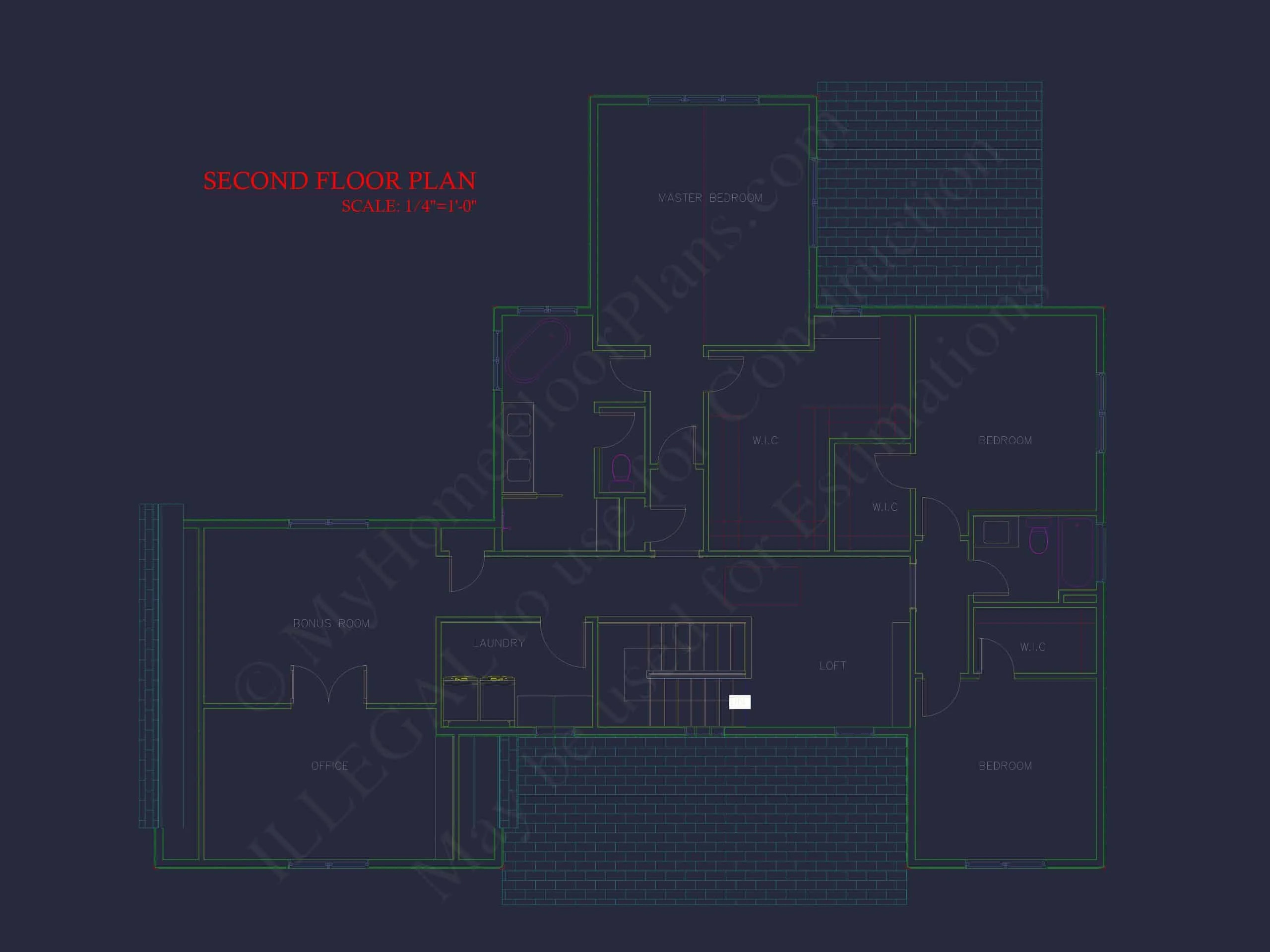 20-1843 HOUSE PLAN - Elegant House Plan with 4 Bed, 2-Story Blueprint & CAD Designs 15 Traditional Craftsman Colonial Floor Plan with Covered Porch & CAD Blueprints