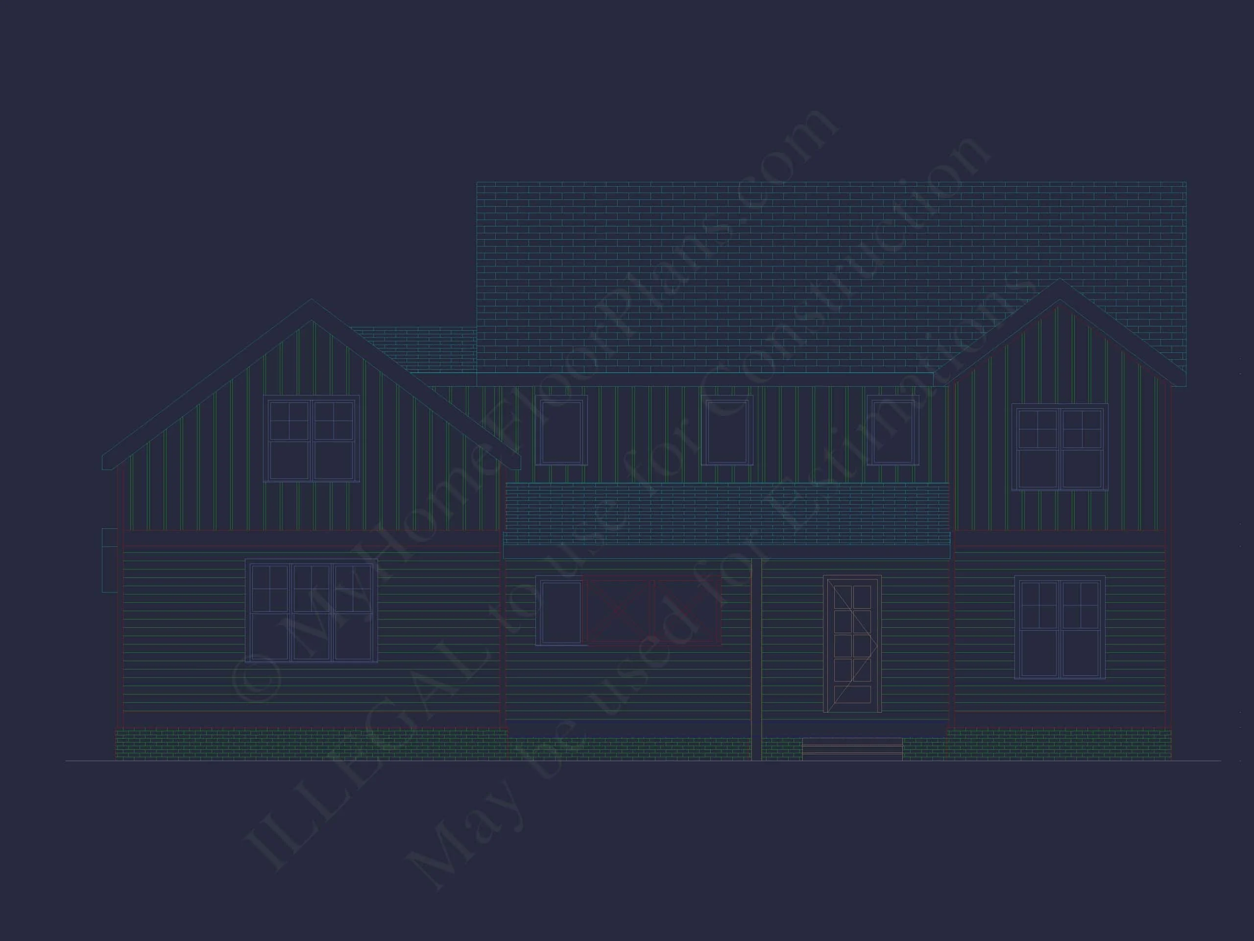 20-1843 HOUSE PLAN - Elegant House Plan with 4 Bed, 2-Story Blueprint & CAD Designs 9 Traditional Craftsman Colonial Floor Plan with Covered Porch & CAD Blueprints