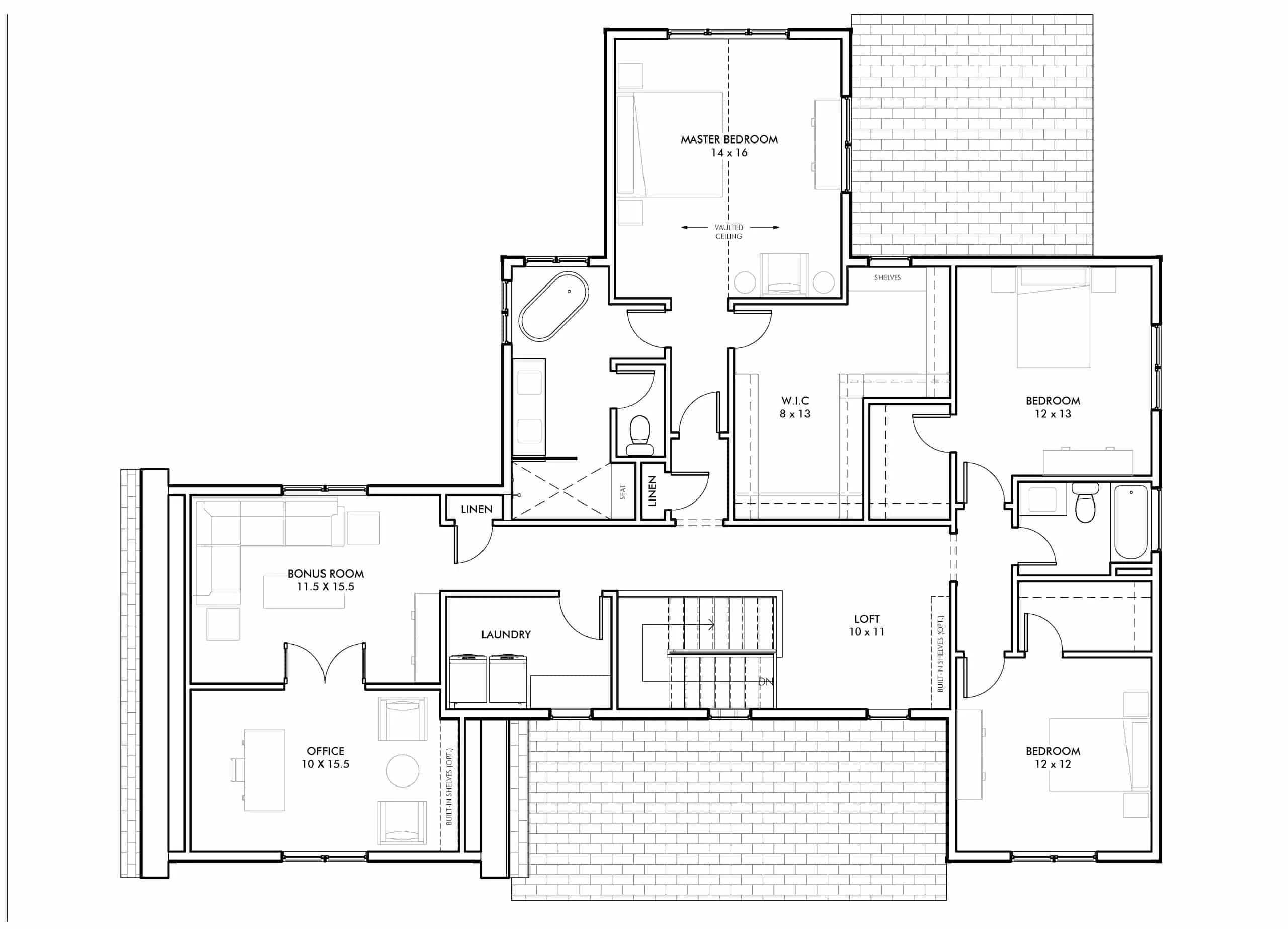 20-1843 HOUSE PLAN - Elegant House Plan with 4 Bed, 2-Story Blueprint & CAD Designs 5 Traditional Craftsman Colonial Floor Plan with Covered Porch & CAD Blueprints