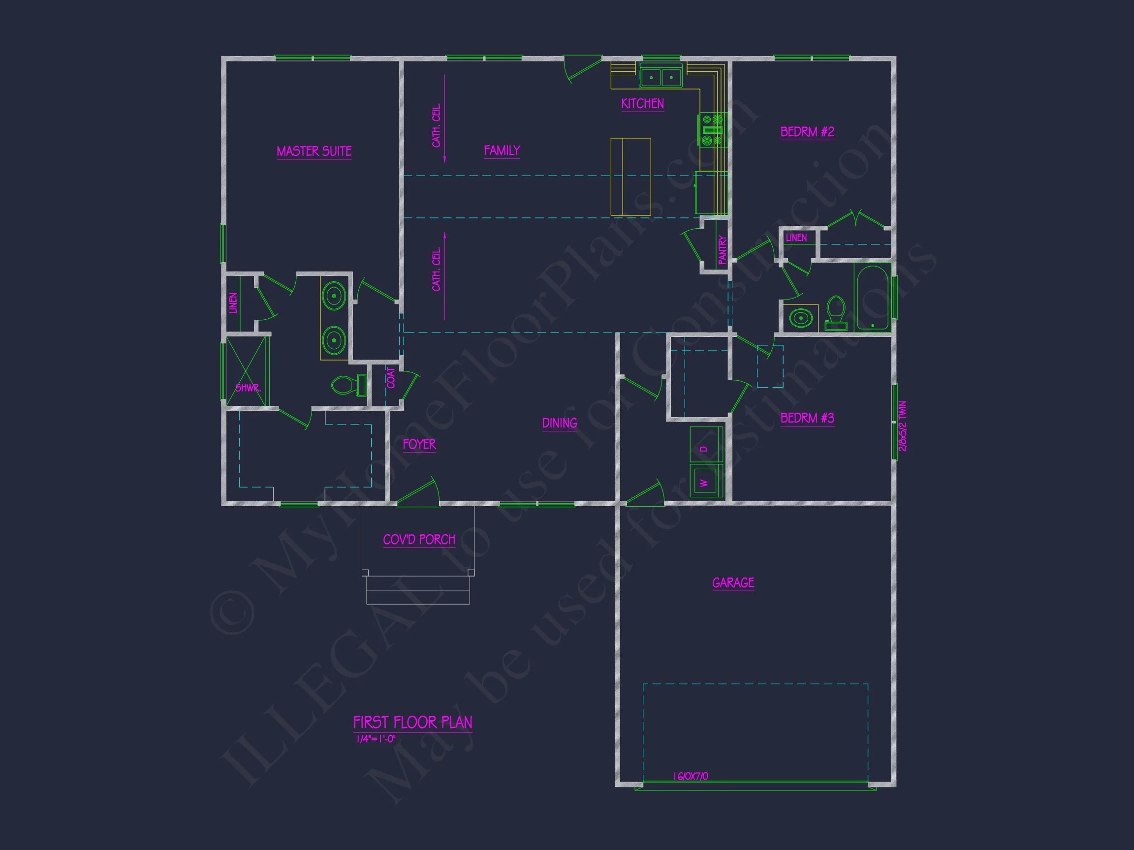 19-1550 HOUSE PLAN - Beautiful Ranch House Plan with Open Floor Plan and Garage 3 Beautiful Ranch house Plan with Open Floor Plan and Garage