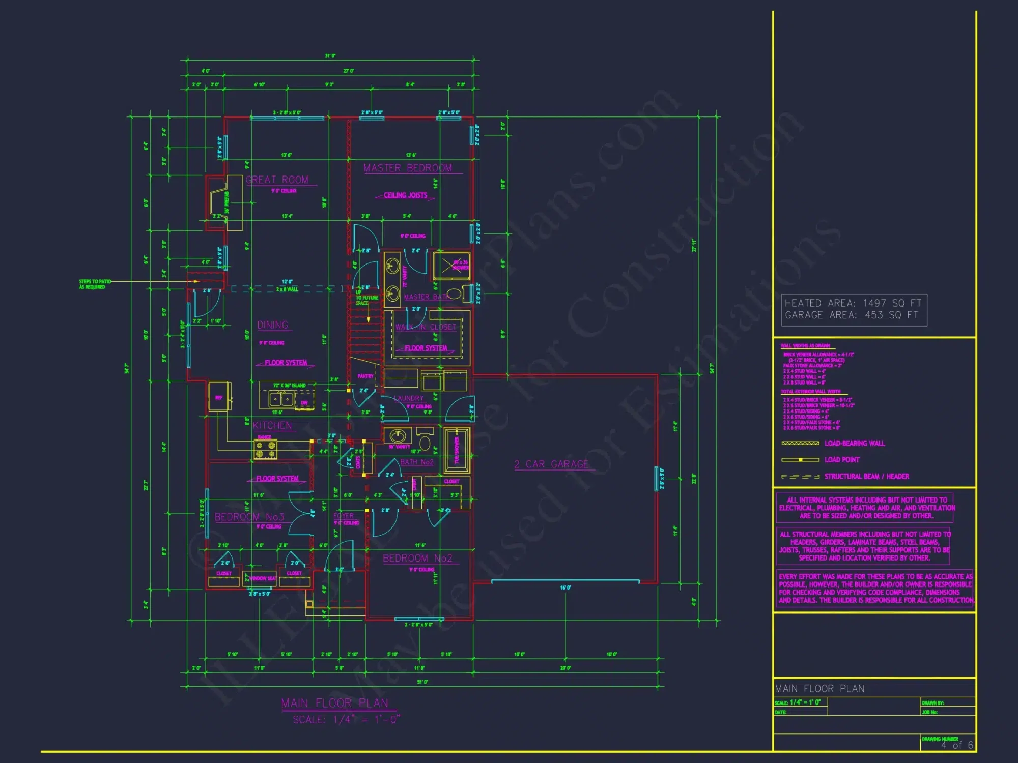 Custom house Plan with 3 Bedrooms, CAD Floor Designs & Blueprint