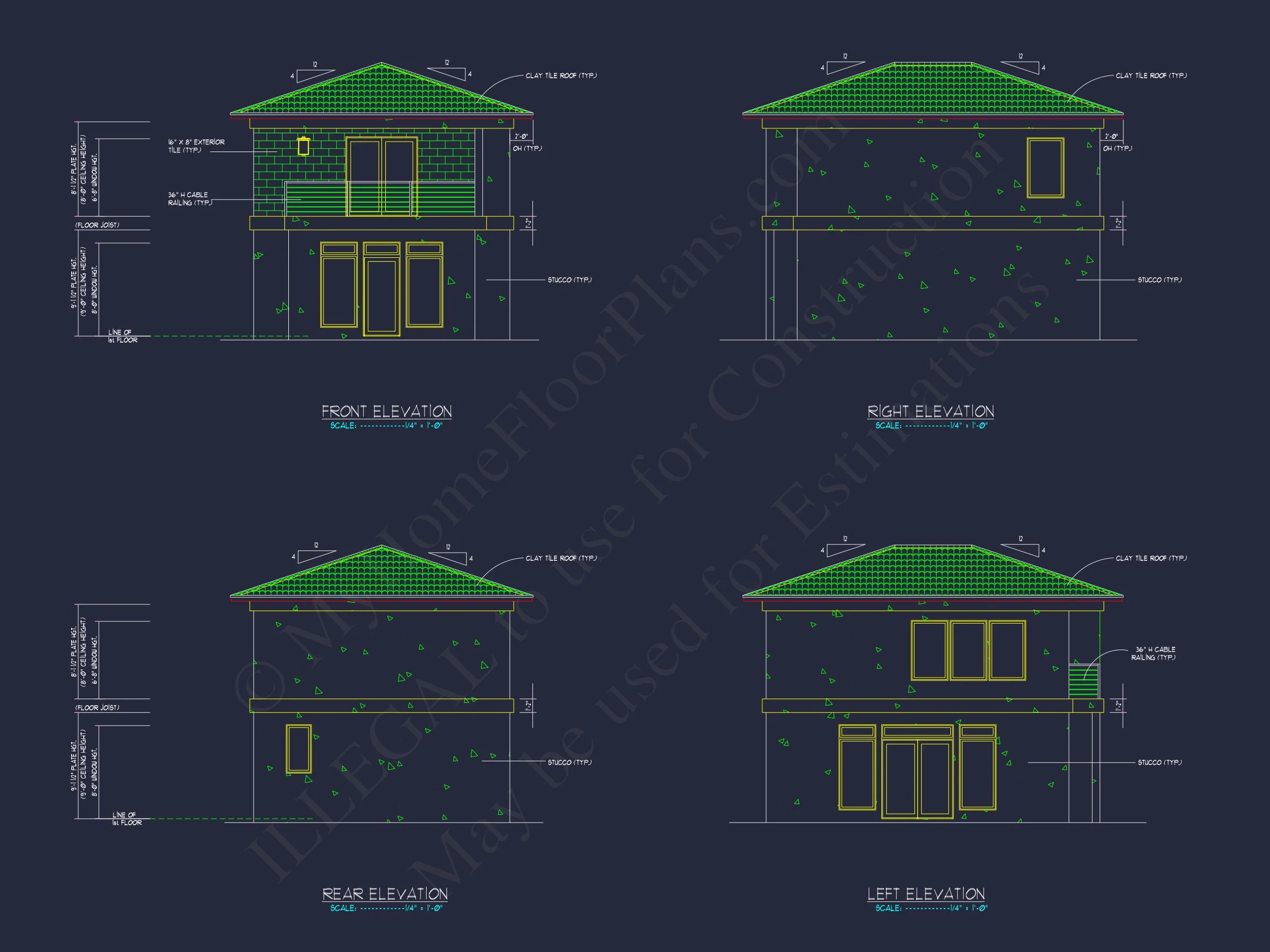 19-1180 HOUSE PLAN - 4 Bed 3.5 Bath 3,800 SF Contemporary Tropical-Modern House Plan w/ 3-Car Carport 16 Modern 2-Story house Floor Plan with Detailed CAD Designs