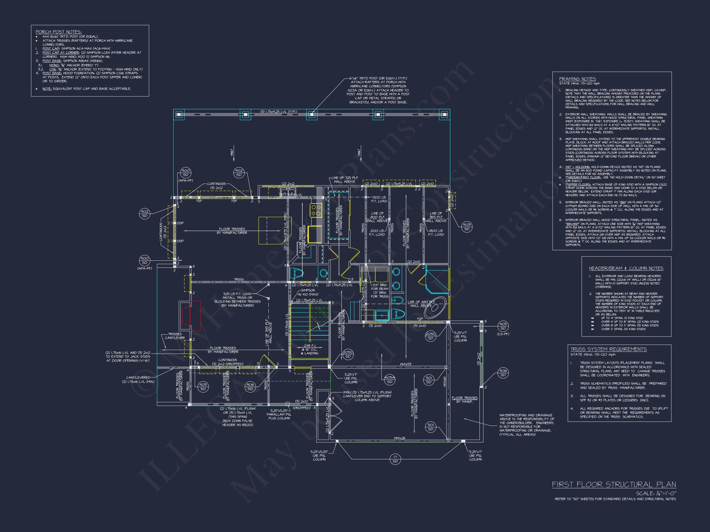19-1180 HOUSE PLAN - 4 Bed 3.5 Bath 3,800 SF Contemporary Tropical-Modern House Plan w/ 3-Car Carport 10 Modern 2-Story house Floor Plan with Detailed CAD Designs