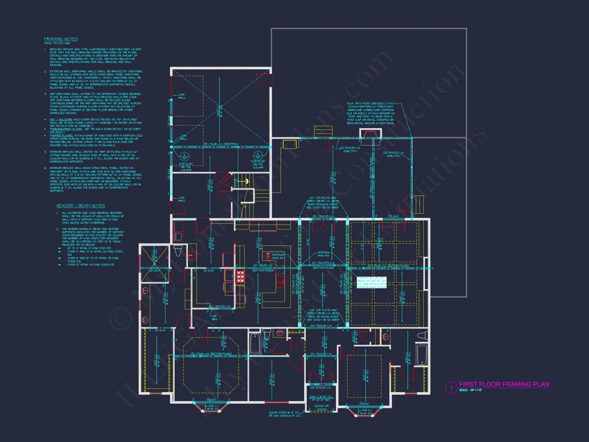 Traditional house Plan with Open Floor Blueprint and CAD Designs