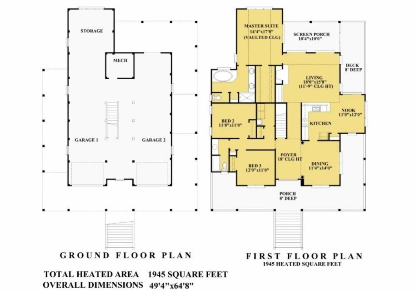 17-1505 HOUSE PLAN - Raised Coastal Cottage House Plan — 2 Bed, 2 Bath, 1,390 Sq Ft 4 Charming house Plan With Floor Plan and Coastal Designs
