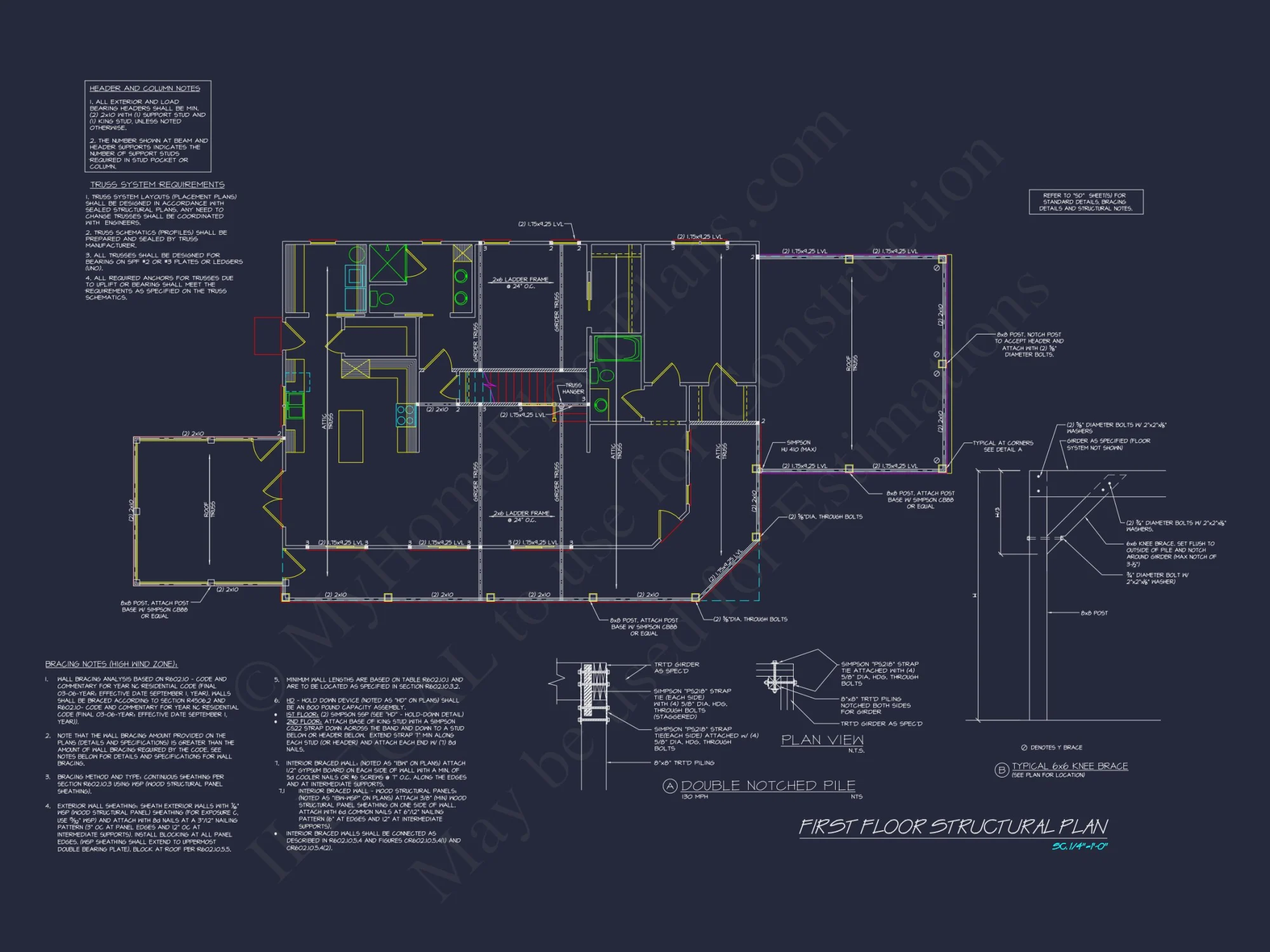 Craftsman house Plan with 2 Story Floor Plan & CAD Designs