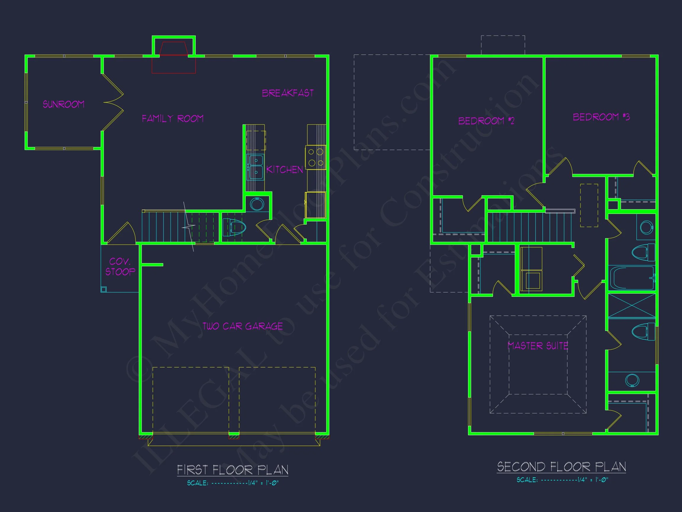 16-1000 HOUSE PLAN - Traditional Neo-Colonial House Plan – 3 Bed, 2 Bath, 1,411 Sq Ft 6 Efficient 2-Story house Plan with 3 Bedrooms and CAD Design