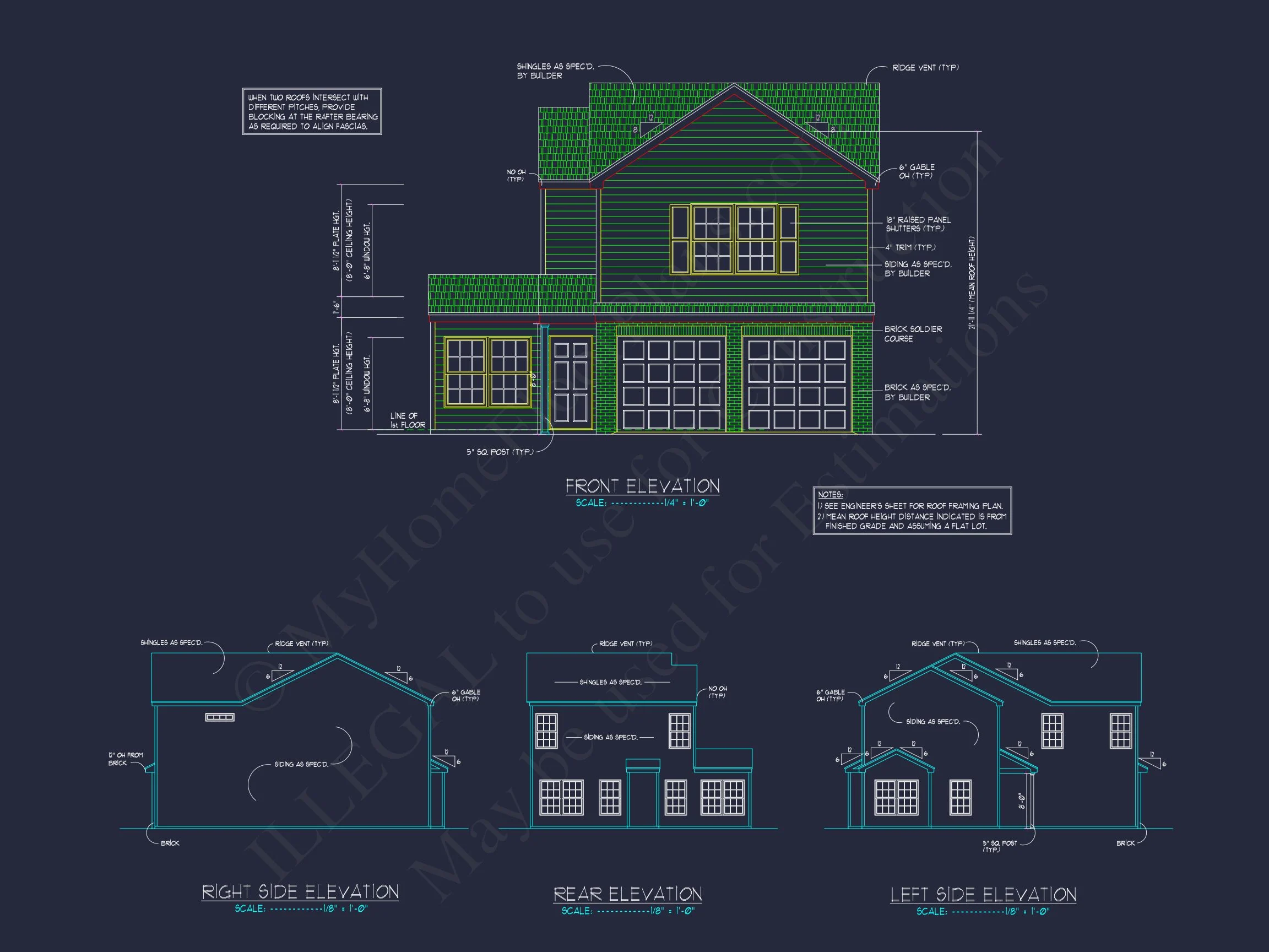 16-1000 HOUSE PLAN - Traditional Neo-Colonial House Plan – 3 Bed, 2 Bath, 1,411 Sq Ft 5 Efficient 2-Story house Plan with 3 Bedrooms and CAD Design