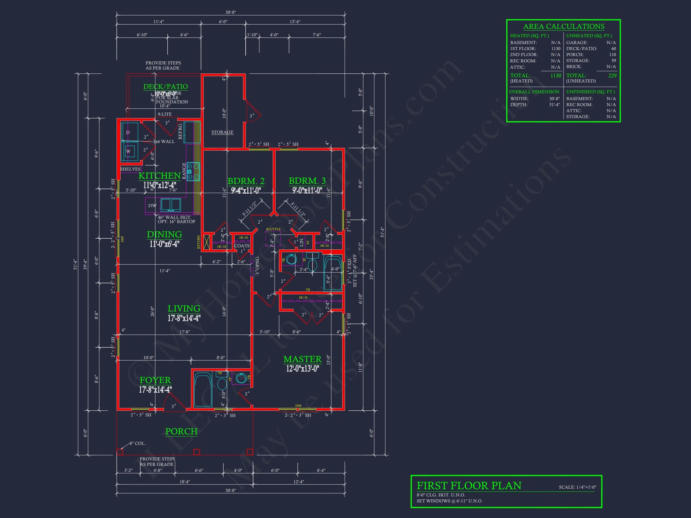 15-1901 HOUSE PLAN - 1130 Sq. Ft. House Plan with Open Floor Blueprint | CAD Designs 5 1130 Sq. Ft. house Plan with Open Floor Blueprint