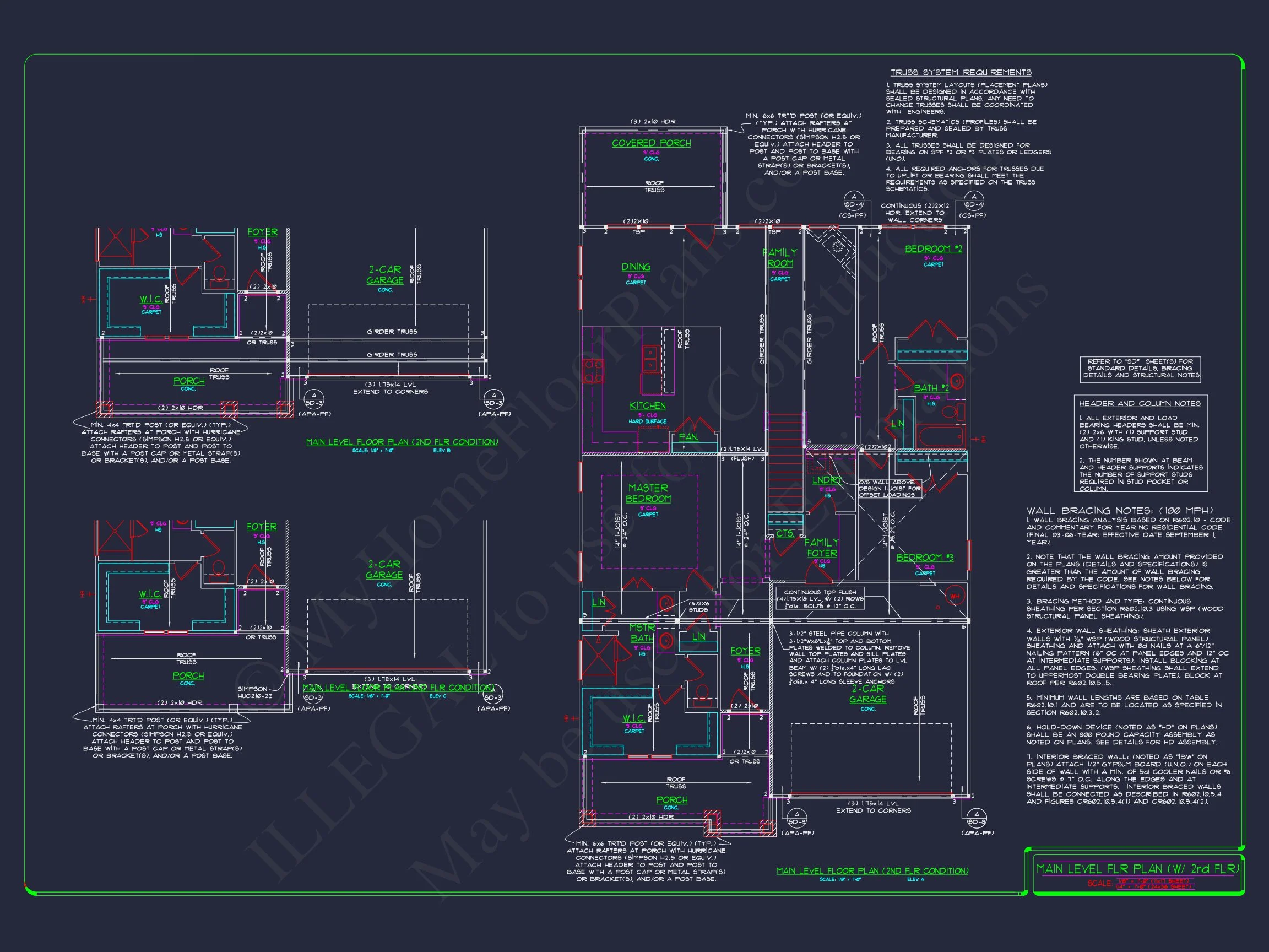 15-1253 HOUSE PLAN - Craftsman House Plan with Bonus Room | CAD and Blueprints 29 CAD and Blueprints