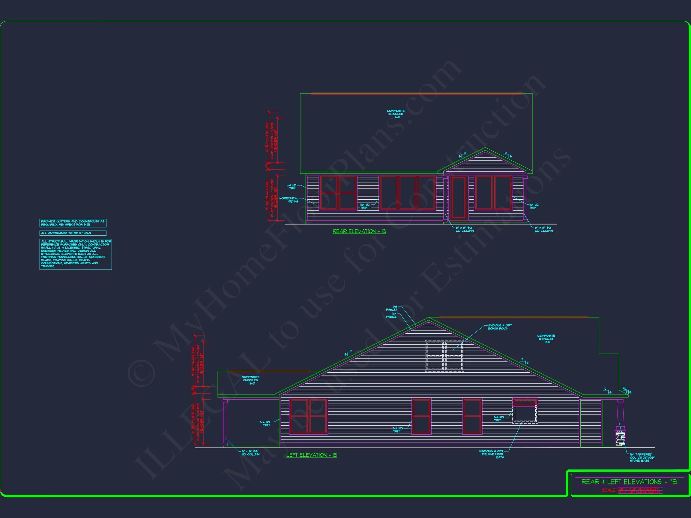 15-1253 HOUSE PLAN - Craftsman House Plan with Bonus Room | CAD and Blueprints 15 CAD and Blueprints