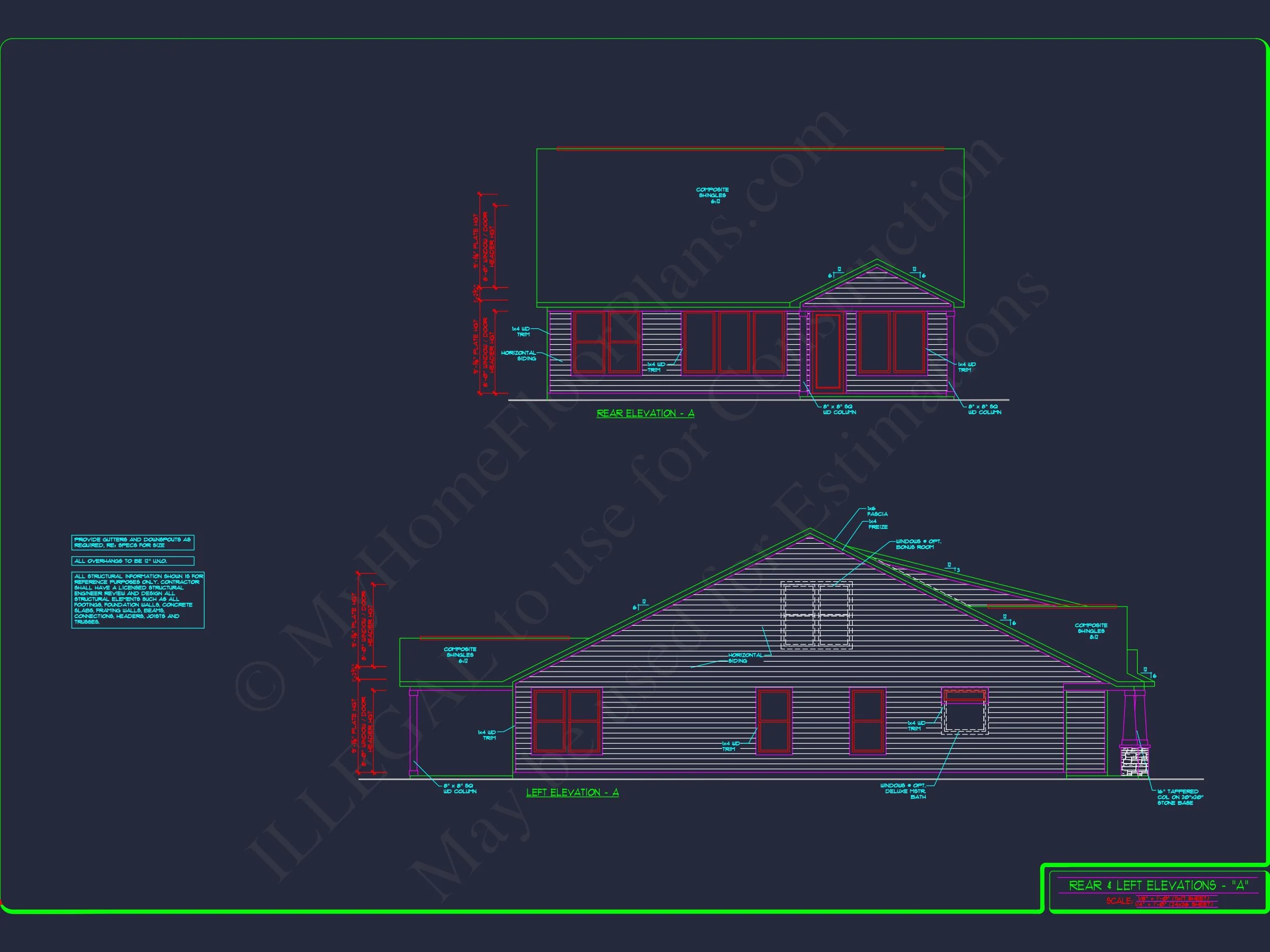 15-1253 HOUSE PLAN - Craftsman House Plan with Bonus Room | CAD and Blueprints 11 CAD and Blueprints