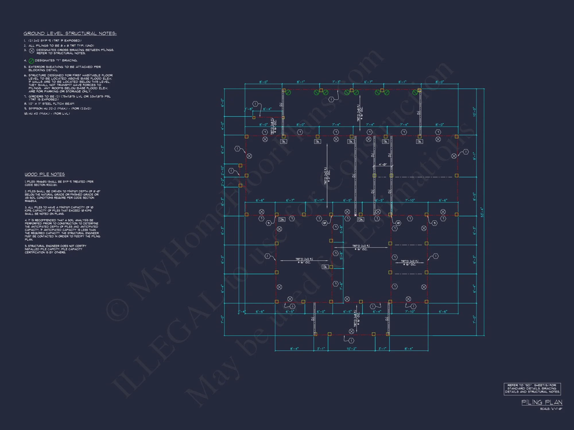 Coastal house Floor Plan: 3-Bed, 2-Story Blueprint