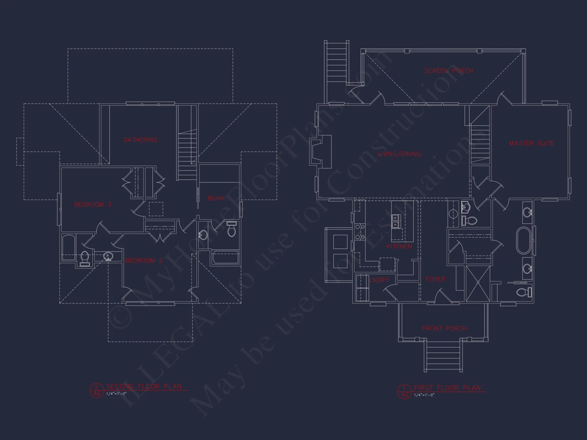 Coastal house Floor Plan: 3-Bed, 2-Story Blueprint
