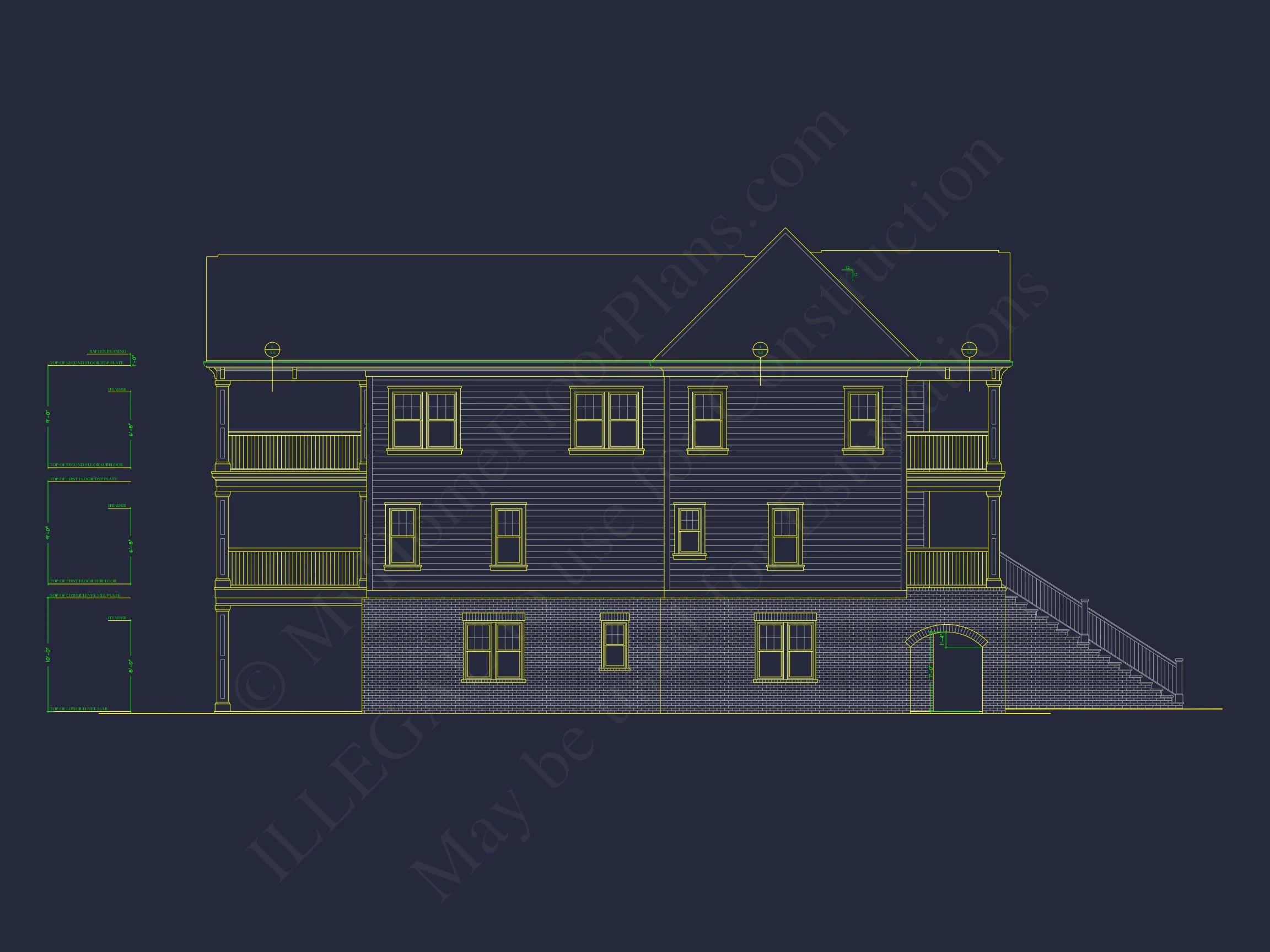 12-2102 HOUSE PLAN - Coastal House Floor Plan: 3-Story, 3-Bed, 2-Bath, CAD Blueprint 6 Coastal house Floor Plan: 3-Story, 3-Bed, 2-Bath, CAD Blueprint