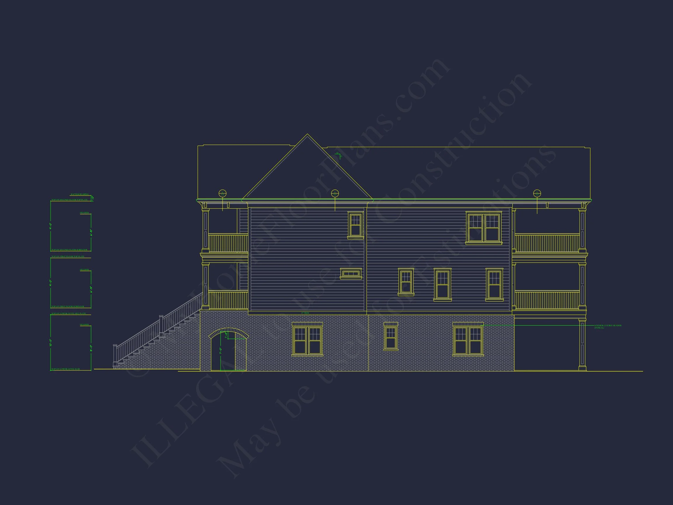 12-2102 HOUSE PLAN - Coastal House Floor Plan: 3-Story, 3-Bed, 2-Bath, CAD Blueprint 5 Coastal house Floor Plan: 3-Story, 3-Bed, 2-Bath, CAD Blueprint