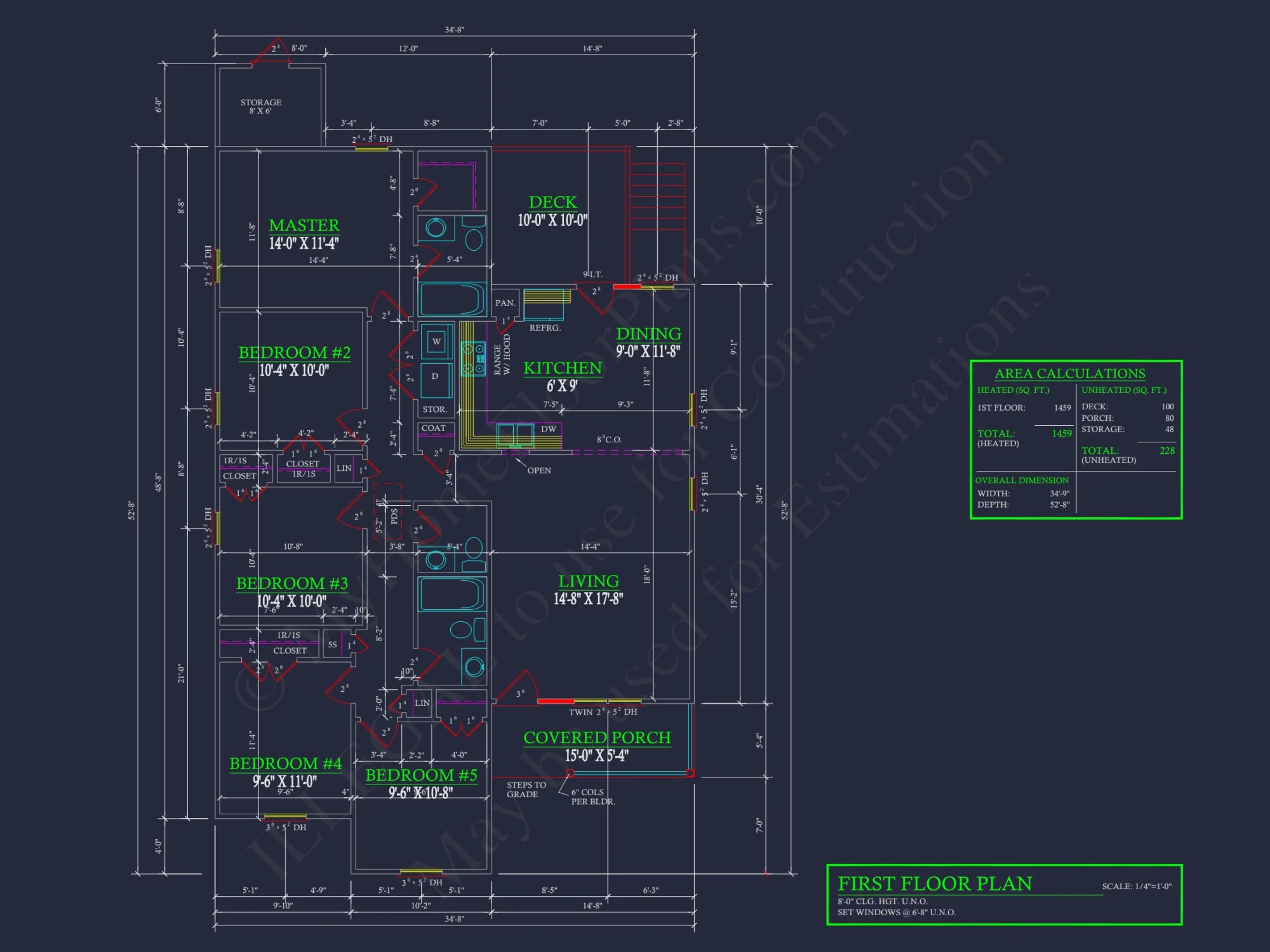 Efficient house Plan with 5 Bedrooms, CAD Designs & Blueprint