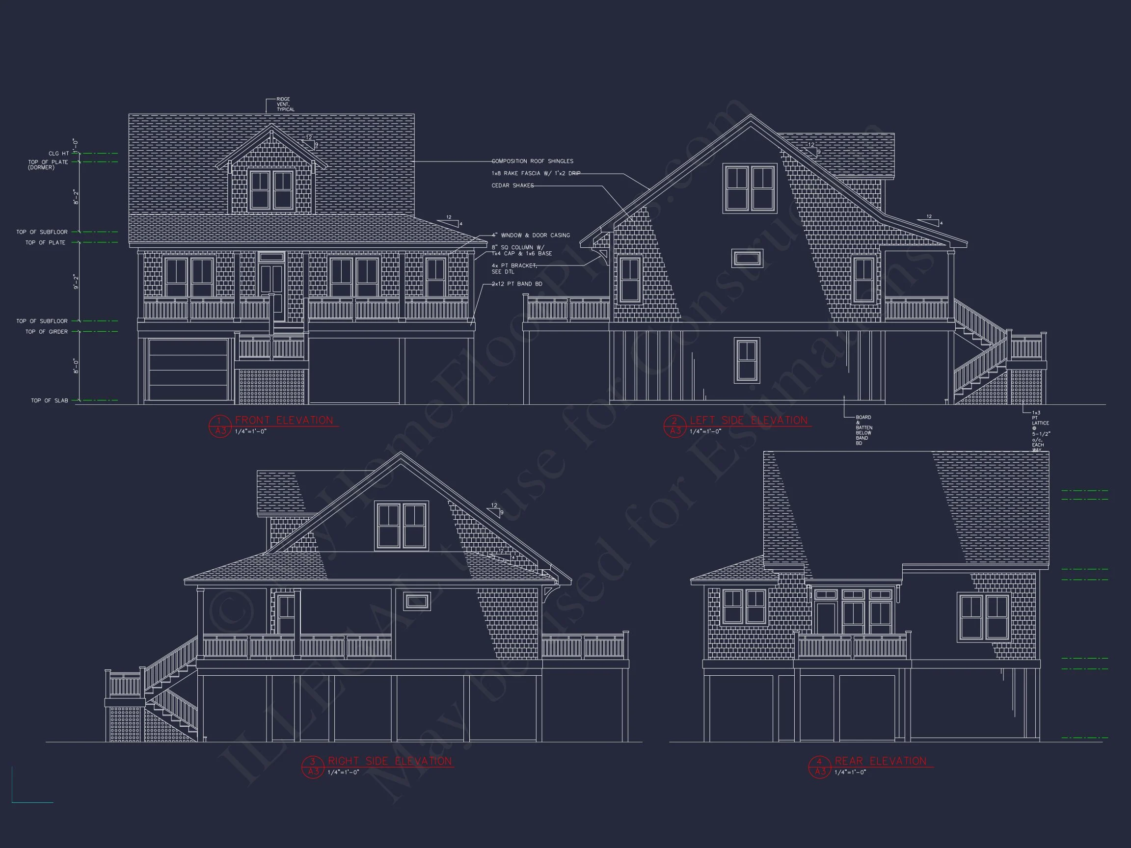 11-1922 HOUSE PLAN - 3-Bed, 2-Bath Coastal Cottage House Plan – 1,724 Sq Ft 4 house Plan Blueprint with CAD Designs for Coastal Living