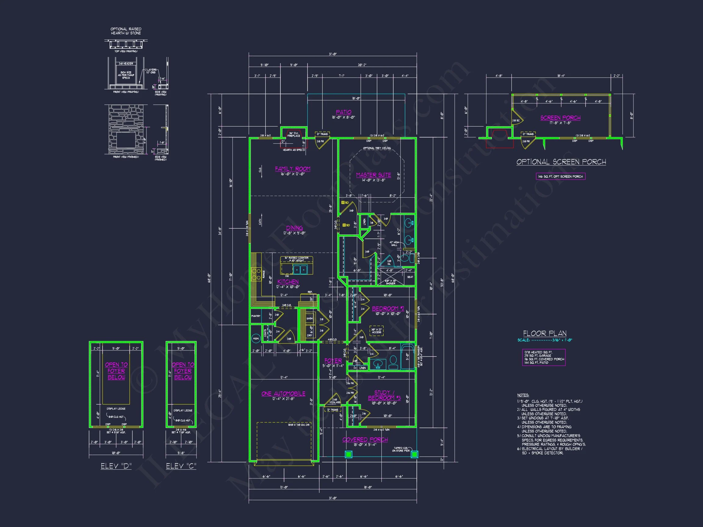 11-1803 HOUSE PLAN - Craftsman House Plan with Open Floor Layout and CAD Designs 8 Craftsman house Plan with Open Floor Layout and CAD Designs