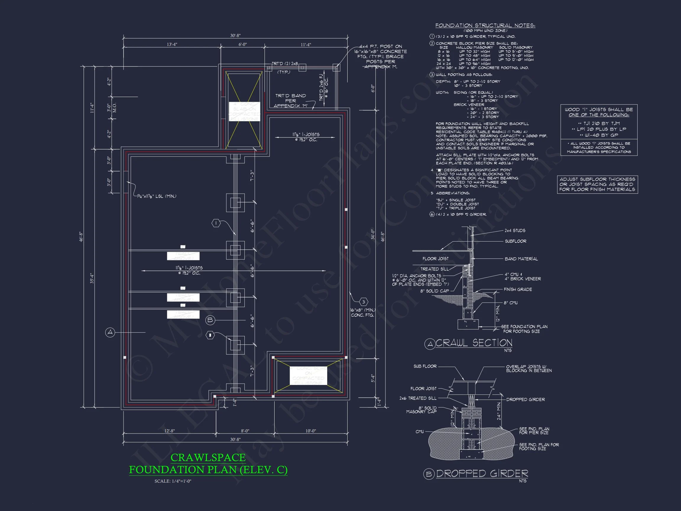 11-1193 HOUSE PLAN - Craftsman House Floor Plan - Detailed CAD Blueprint Designs 11 Craftsman house Floor Plan - Detailed CAD Blueprint Designs
