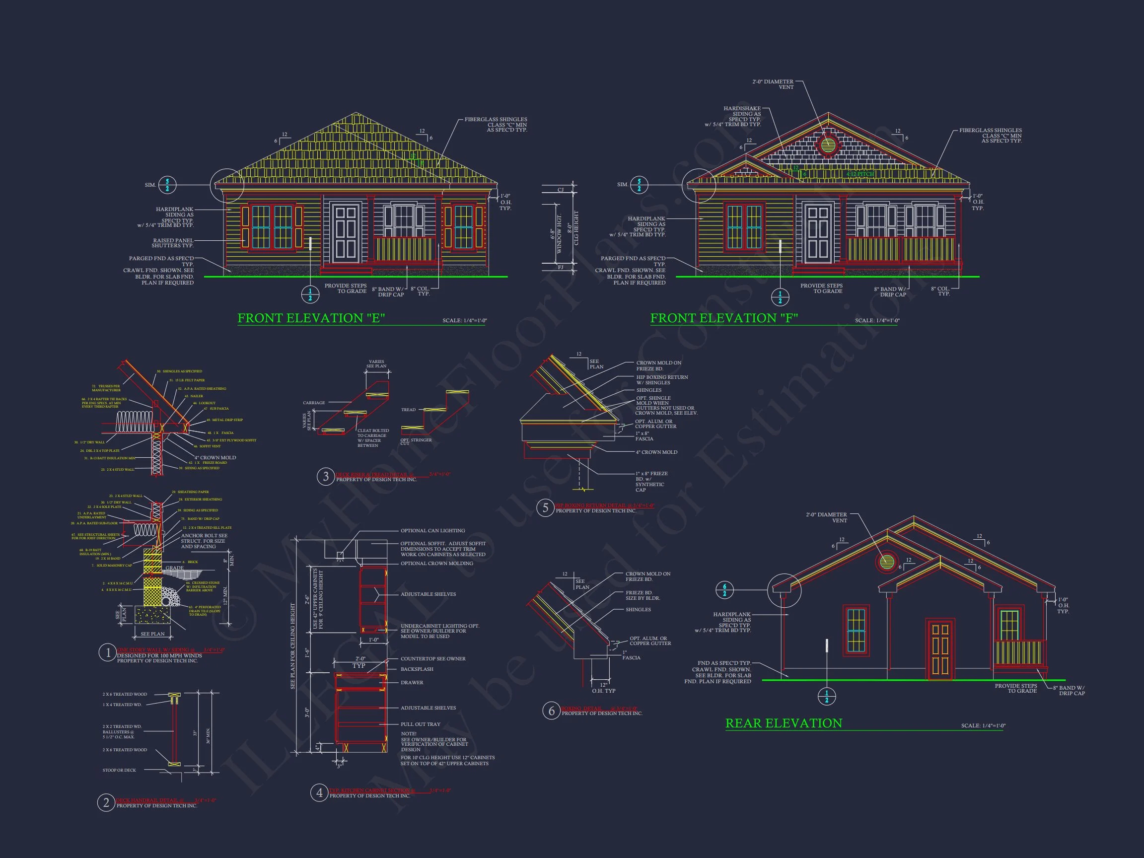 11-1193 HOUSE PLAN - Craftsman House Floor Plan - Detailed CAD Blueprint Designs 3 Craftsman house Floor Plan - Detailed CAD Blueprint Designs
