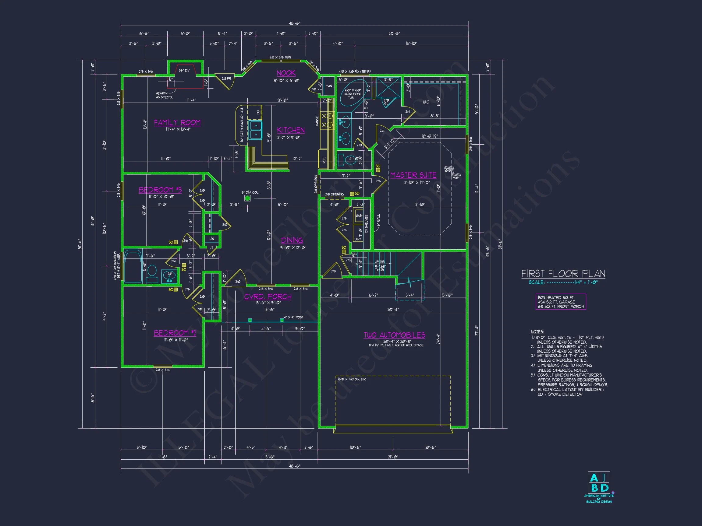 11-1019 HOUSE PLAN - Charming House Plan: Blueprint Design with 1.5 Floors & Garage 7 Charming house Plan: Blueprint Design with 1.5 Floors & Garage