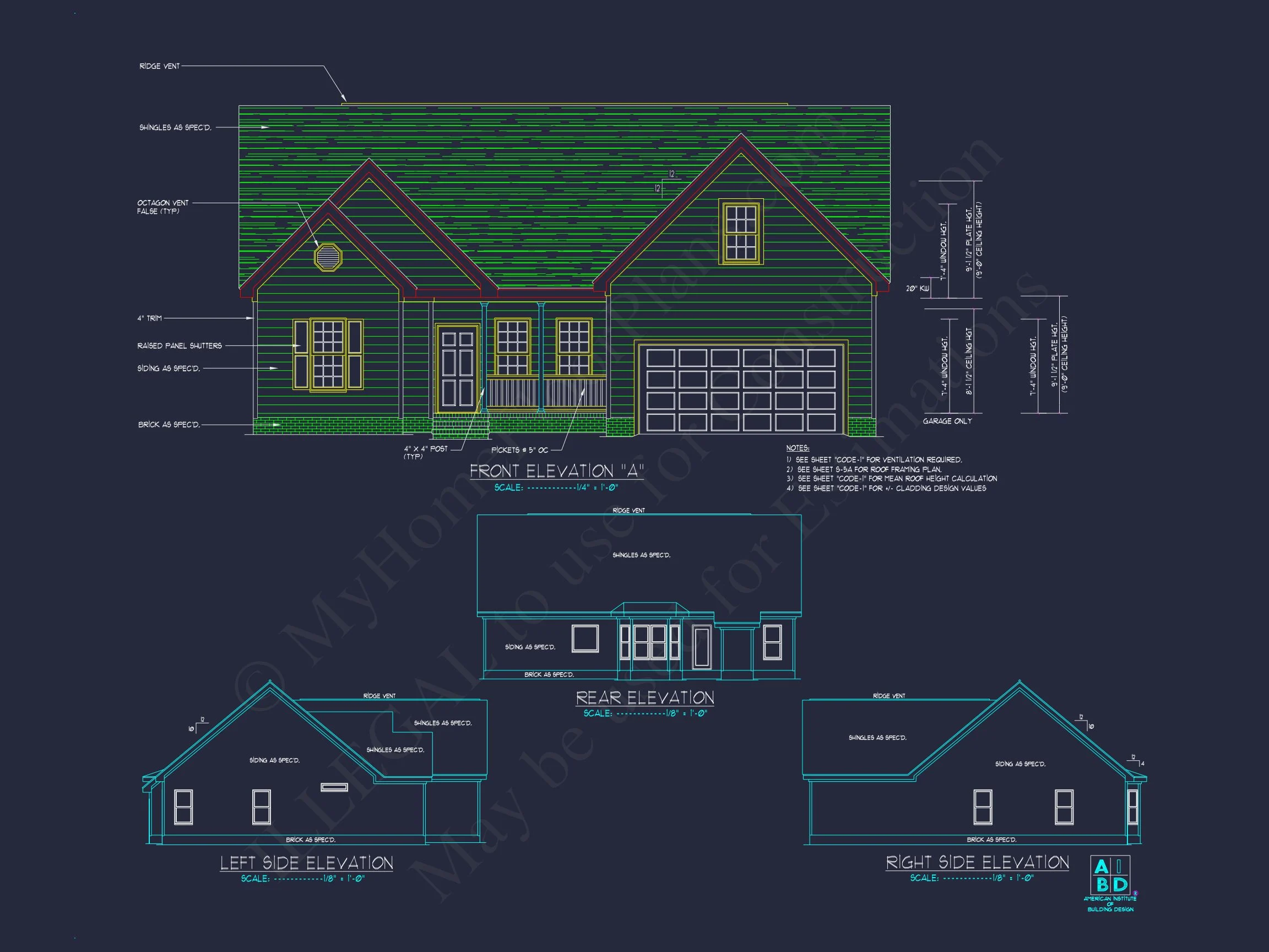 11-1019 HOUSE PLAN - Charming House Plan: Blueprint Design with 1.5 Floors & Garage 3 Charming house Plan: Blueprint Design with 1.5 Floors & Garage