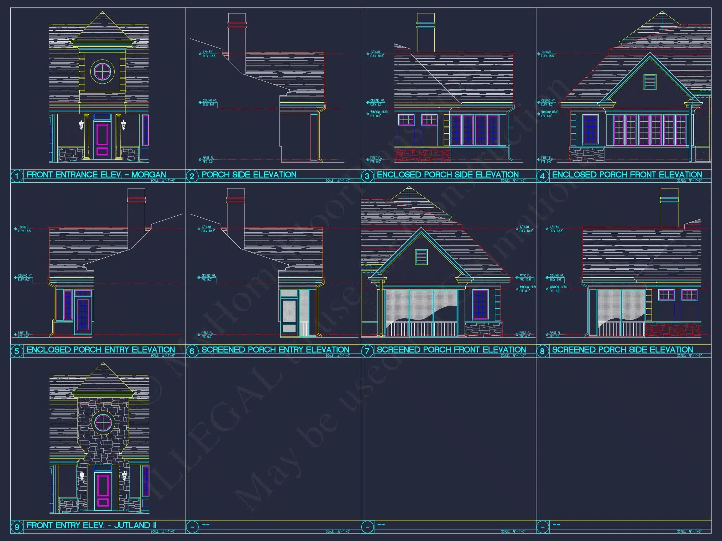 10-1929 DUPLEX PLAN - 3-Bedroom, 2.5-Bath Duplex House Plan – 3,552 Sq Ft with Bonus Room, Porches & 2-Car Garage 11 Modern Duplex house Plan with Detailed Blueprint & CAD Designs