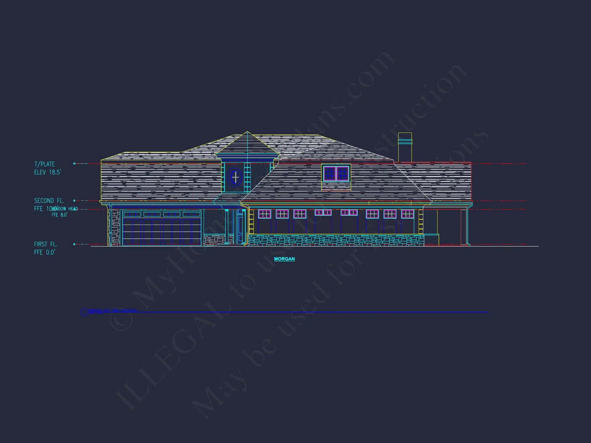 10-1929 DUPLEX PLAN - 3-Bedroom, 2.5-Bath Duplex House Plan – 3,552 Sq Ft with Bonus Room, Porches & 2-Car Garage 8 Modern Duplex house Plan with Detailed Blueprint & CAD Designs