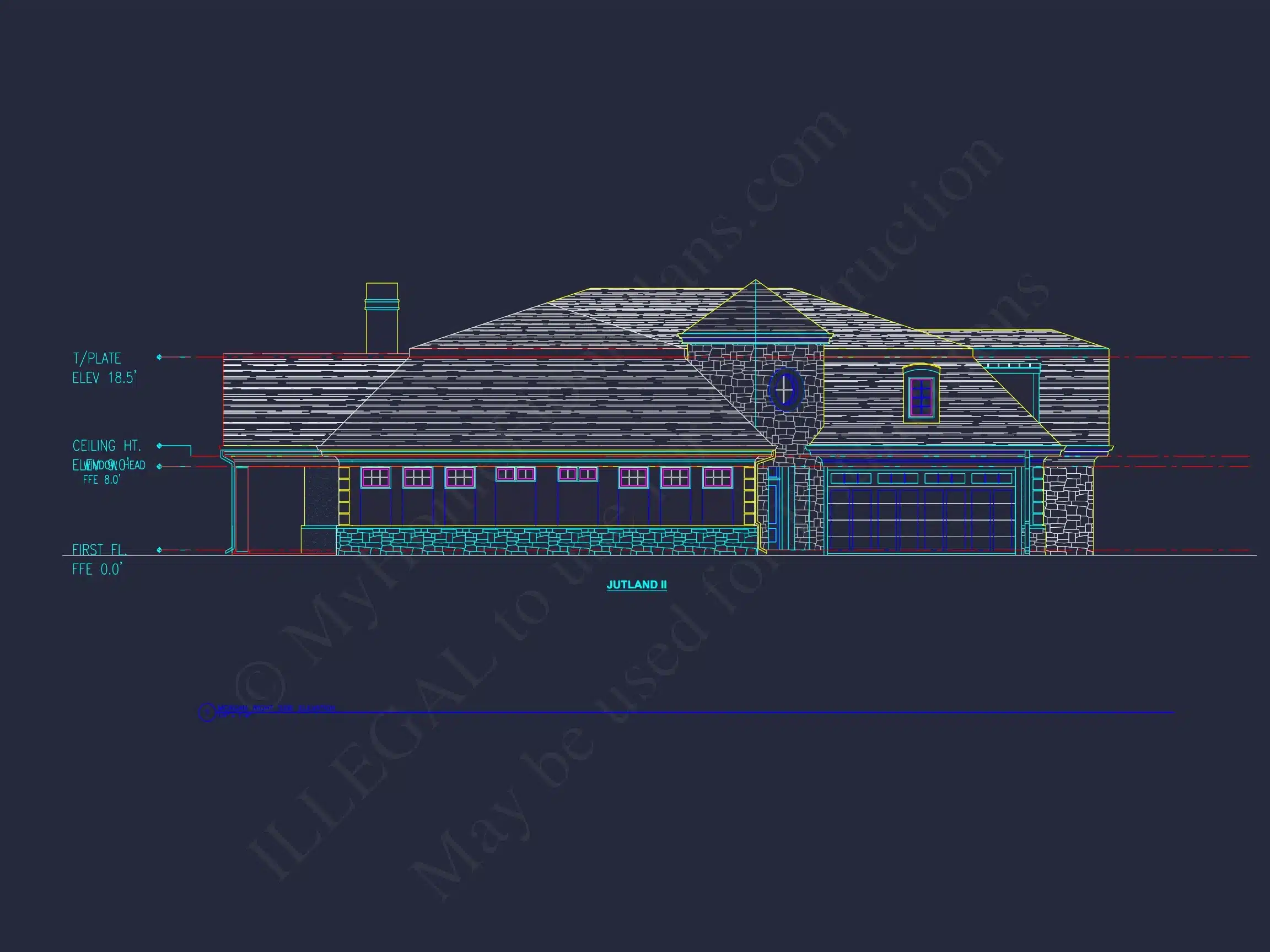 10-1929 DUPLEX PLAN - 3-Bedroom, 2.5-Bath Duplex House Plan – 3,552 Sq Ft with Bonus Room, Porches & 2-Car Garage 7 Modern Duplex house Plan with Detailed Blueprint & CAD Designs