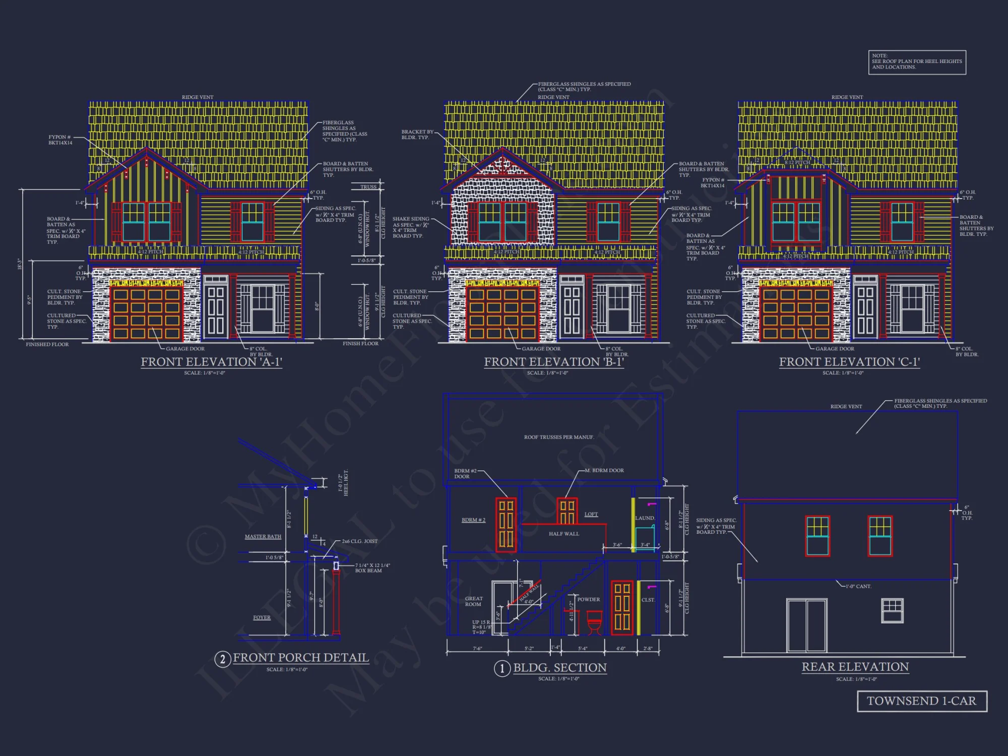Craftsman house Plan & Blueprint Designs - 2 Bed, 2 Bath, 1368 Sq Ft