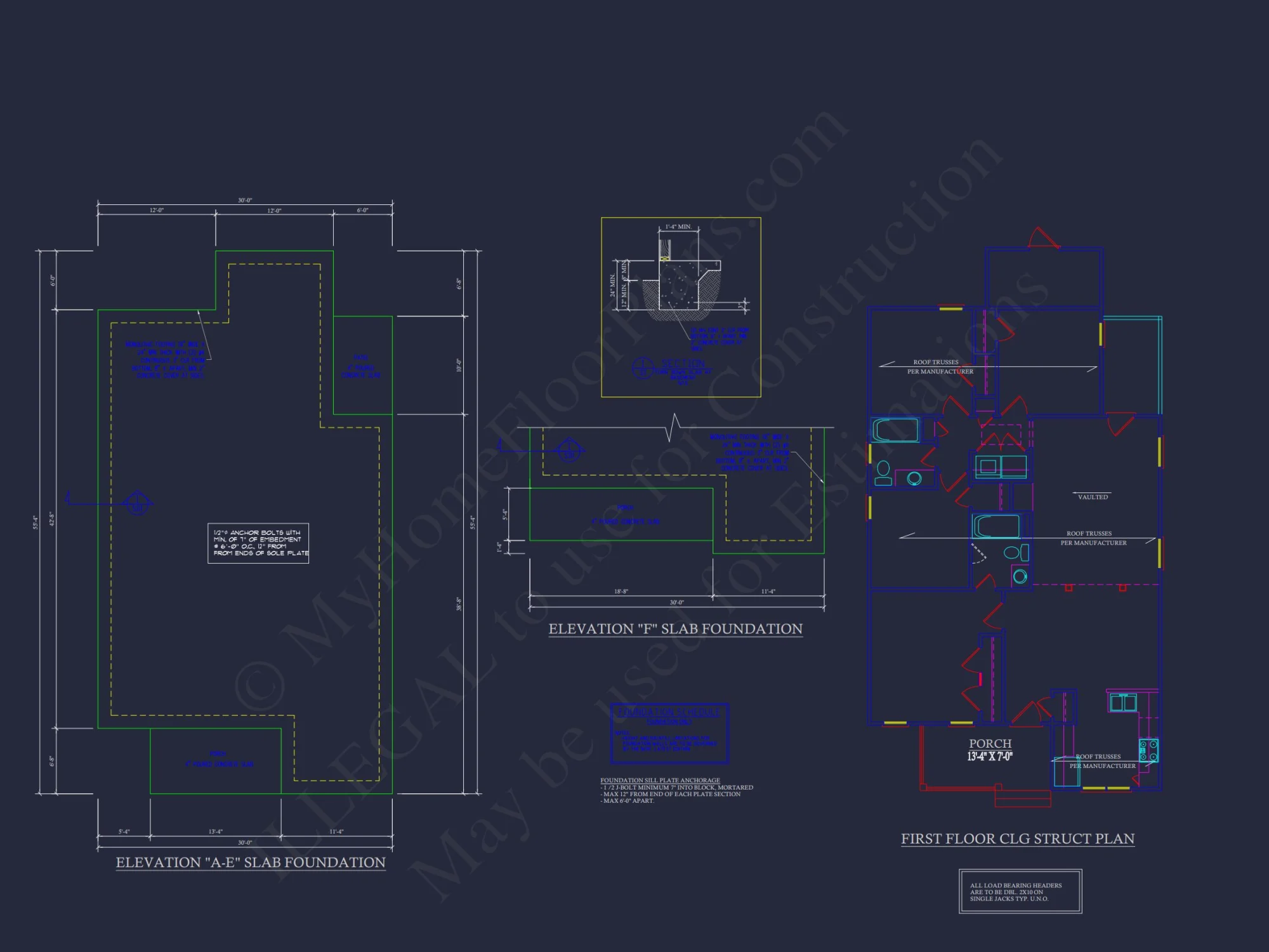 Modern Bungalow house Plan with 4 Bedrooms and CAD Designs