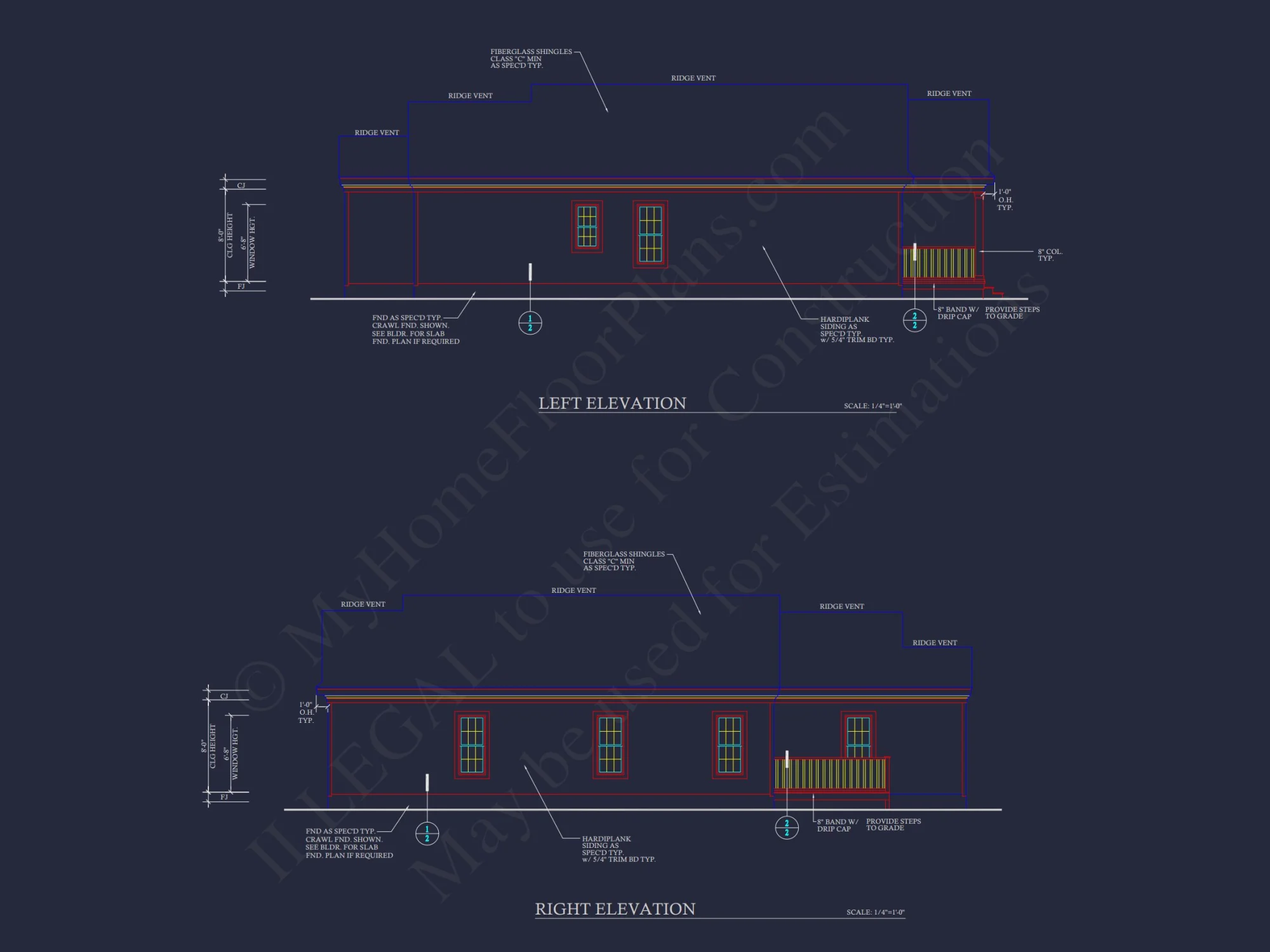 Modern Bungalow house Plan with 4 Bedrooms and CAD Designs