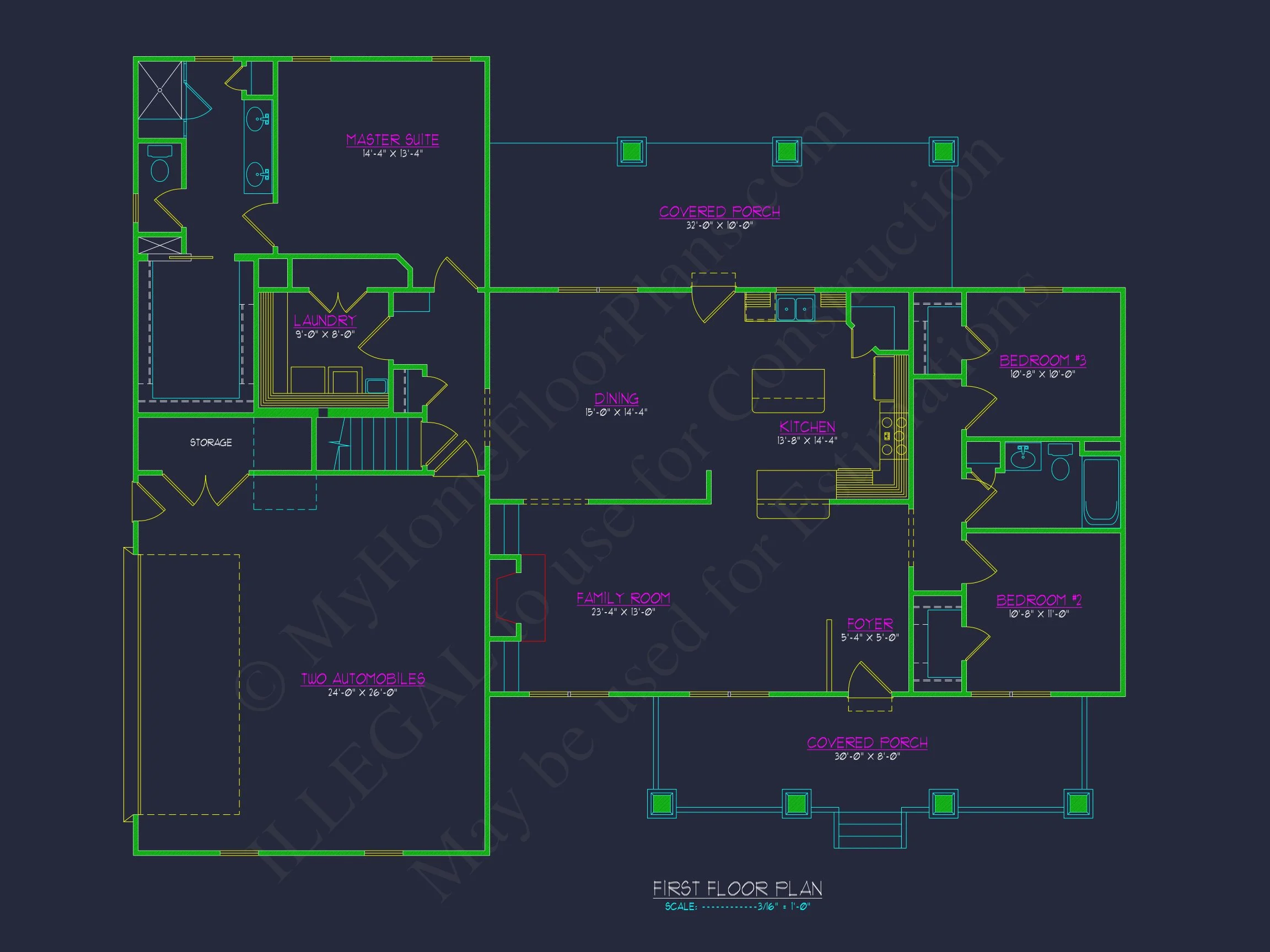 9-1874 HOUSE PLAN - Craftsman House Plan: 3 Beds, 2 Baths, CAD Blueprint Designs 3 Craftsman house Plan: 3 Beds, 2 Baths, CAD Blueprint Designs