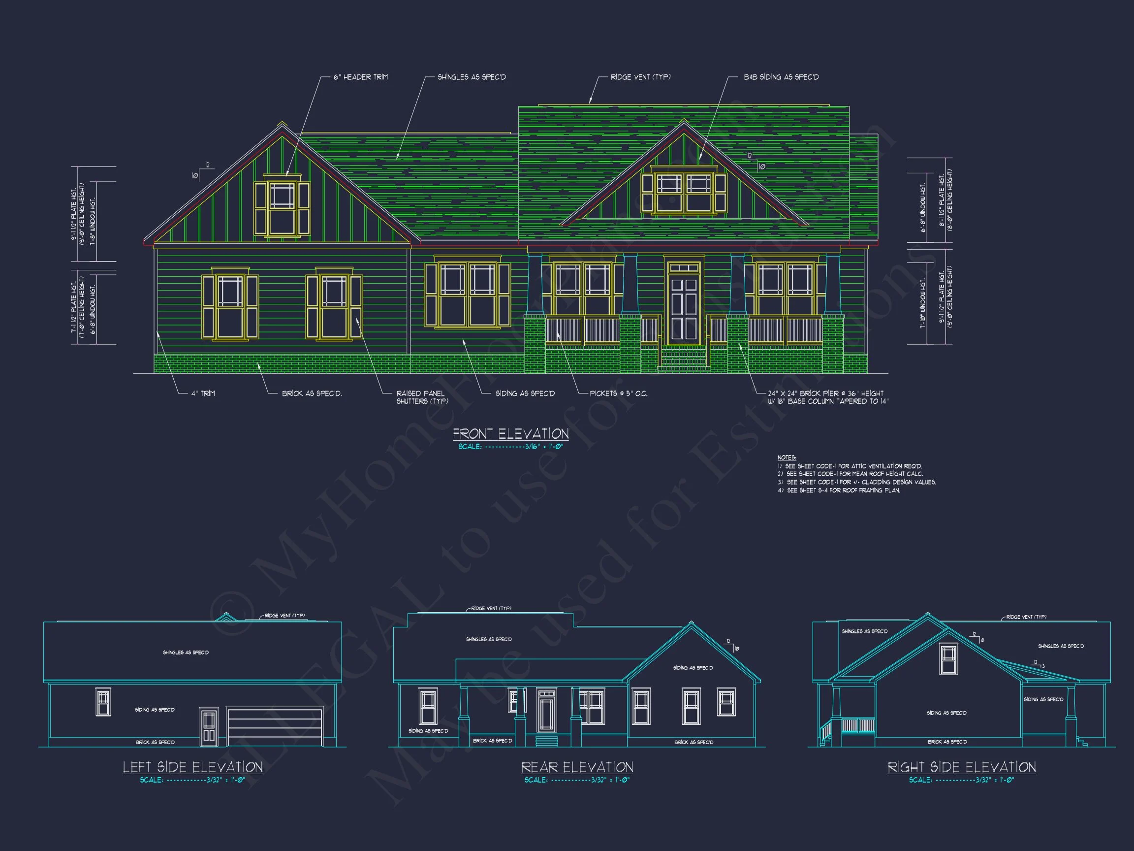 9-1874 HOUSE PLAN - Craftsman House Plan: 3 Beds, 2 Baths, CAD Blueprint Designs 2 Craftsman house Plan: 3 Beds, 2 Baths, CAD Blueprint Designs