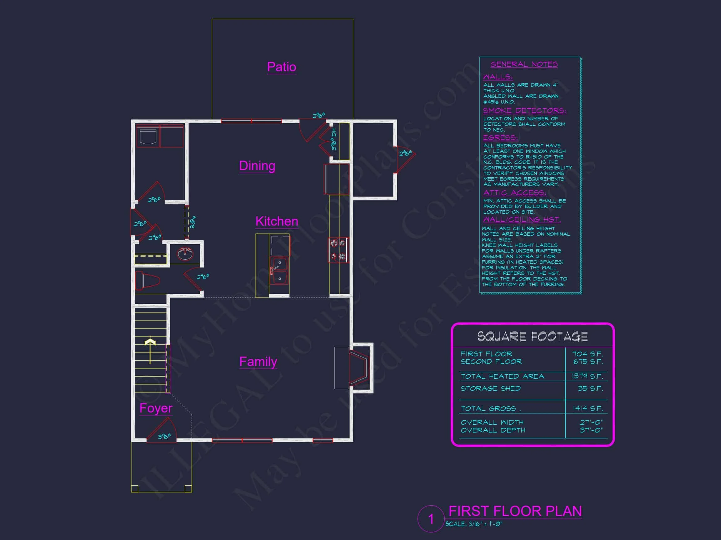 9-1659 HOUSE PLAN - Modern 2-Story House Plan with Side Garage | 1379 Sq Ft | 3 Bed | 2 Bath 4 3 Bed