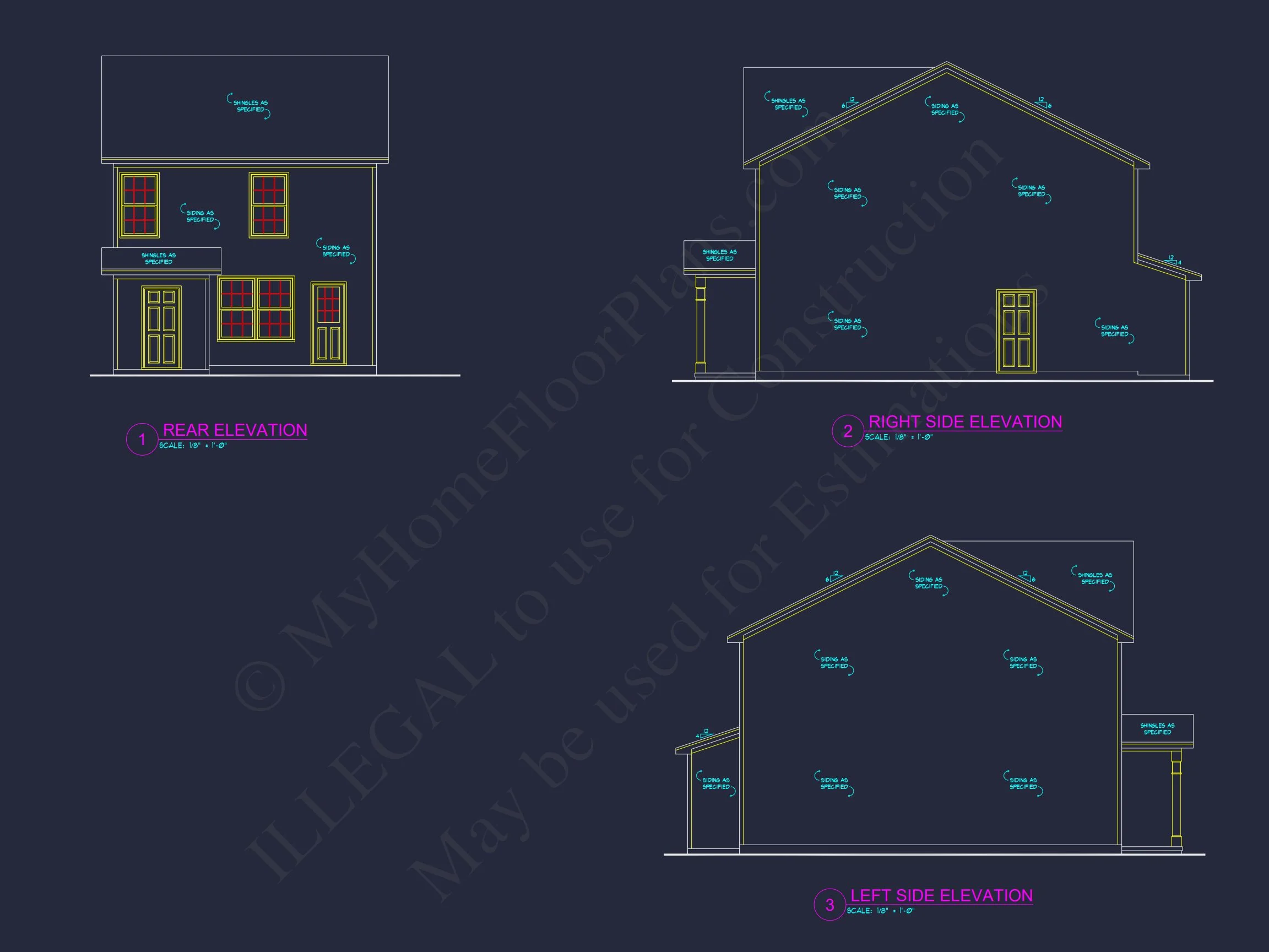 9-1184 HOUSE PLAN - Modern 2-Story House Plan & Blueprint | 1379 Sq Ft | 3 Bed | 2 Bath 3 1379 Sq Ft