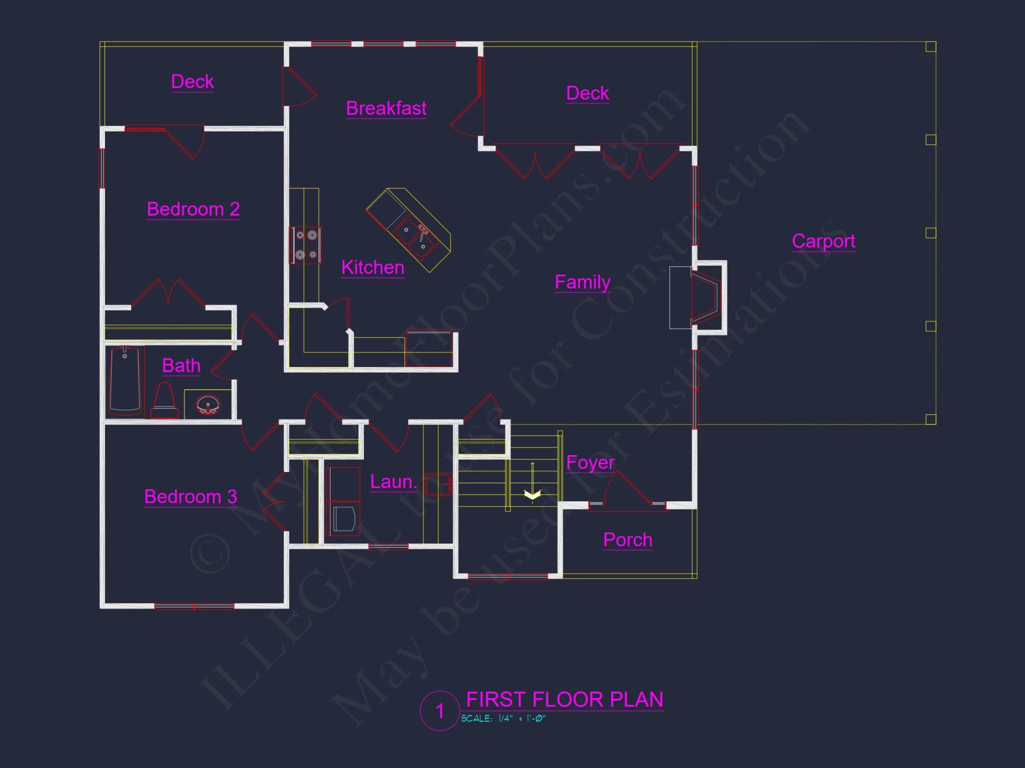 2-Story Modern house Plan with Carport - 1953 SqFt