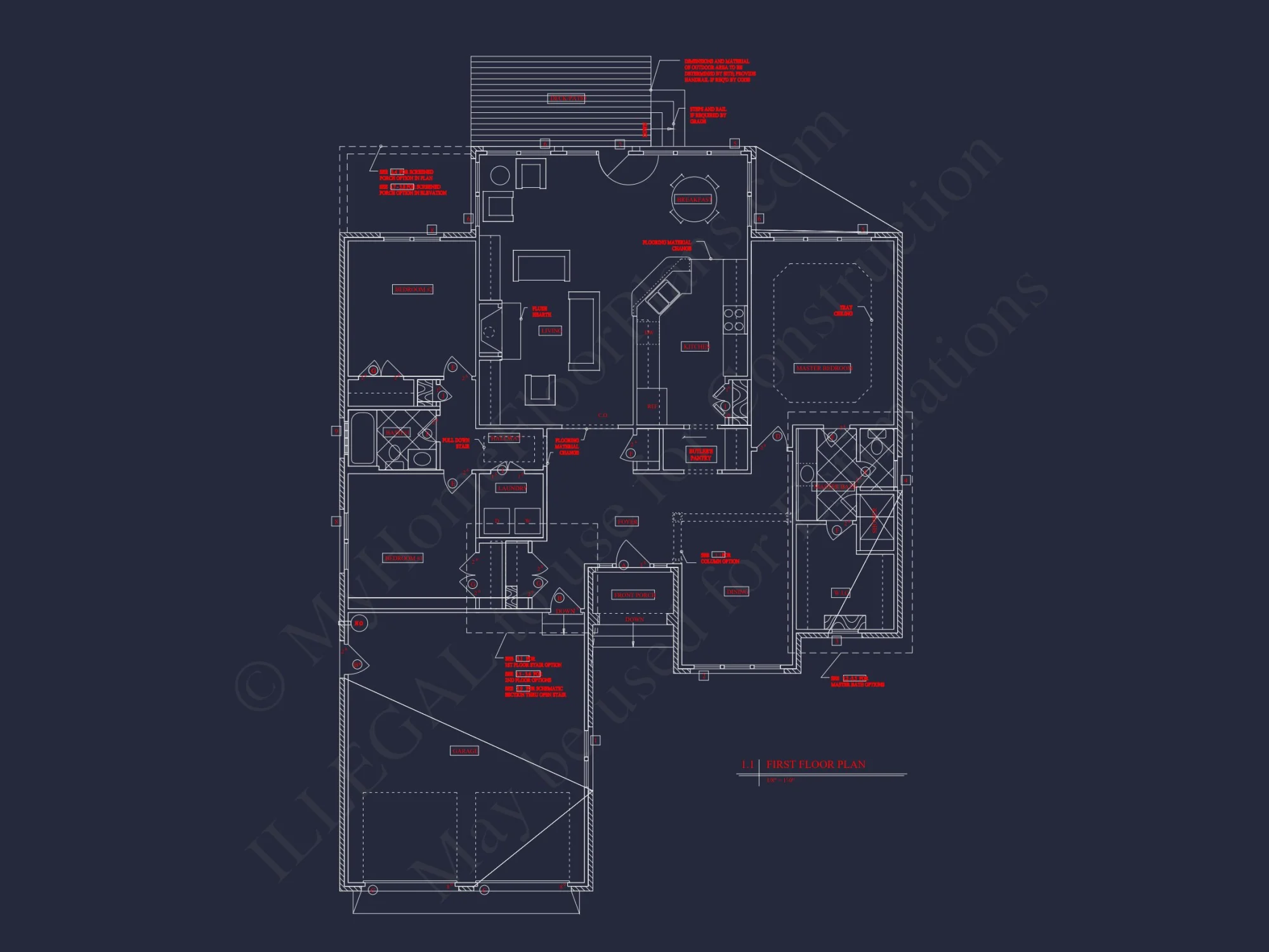 Craftsman house Floor Plan: 1, 943 Sq Ft with CAD Designs