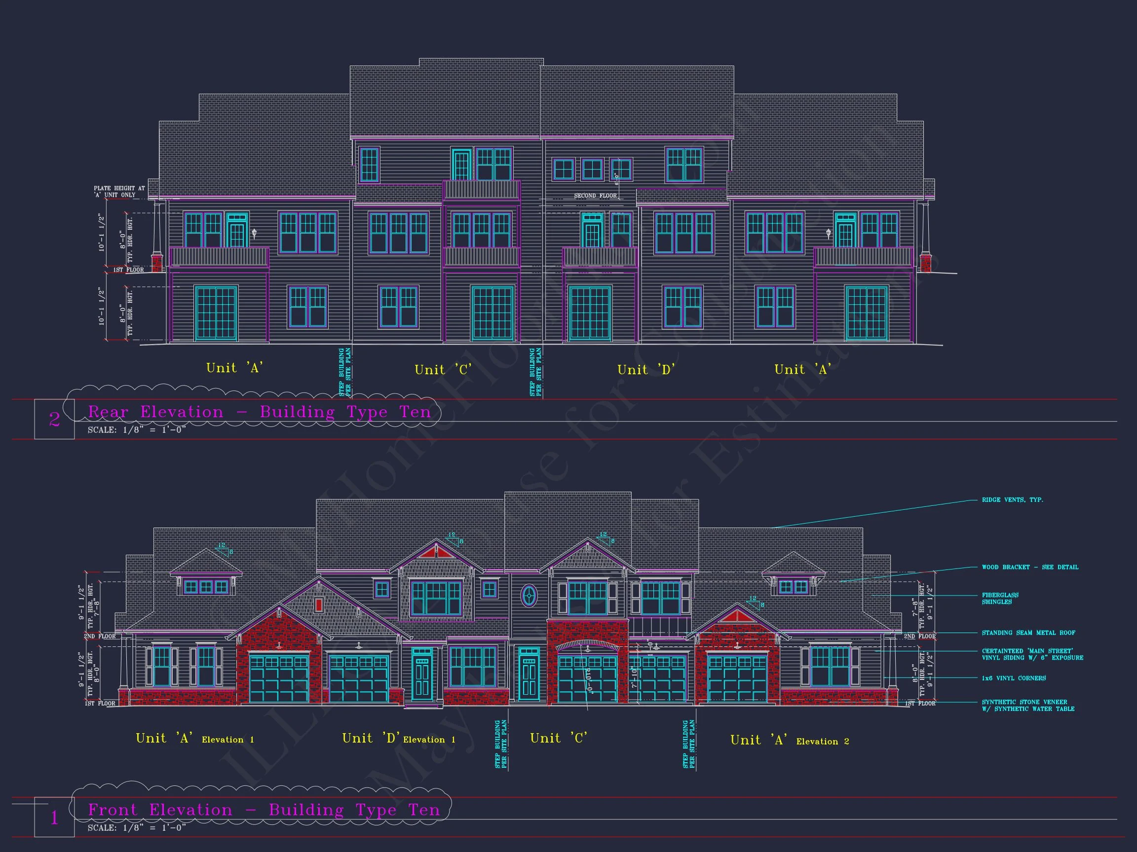 8-1930-10 TOWNHOUSE PLAN - Stylish 3-Bedroom Townhouse Plan with CAD and Blueprints 2 Stylish 3-Bedroom Townhome Plan with CAD and Blueprints