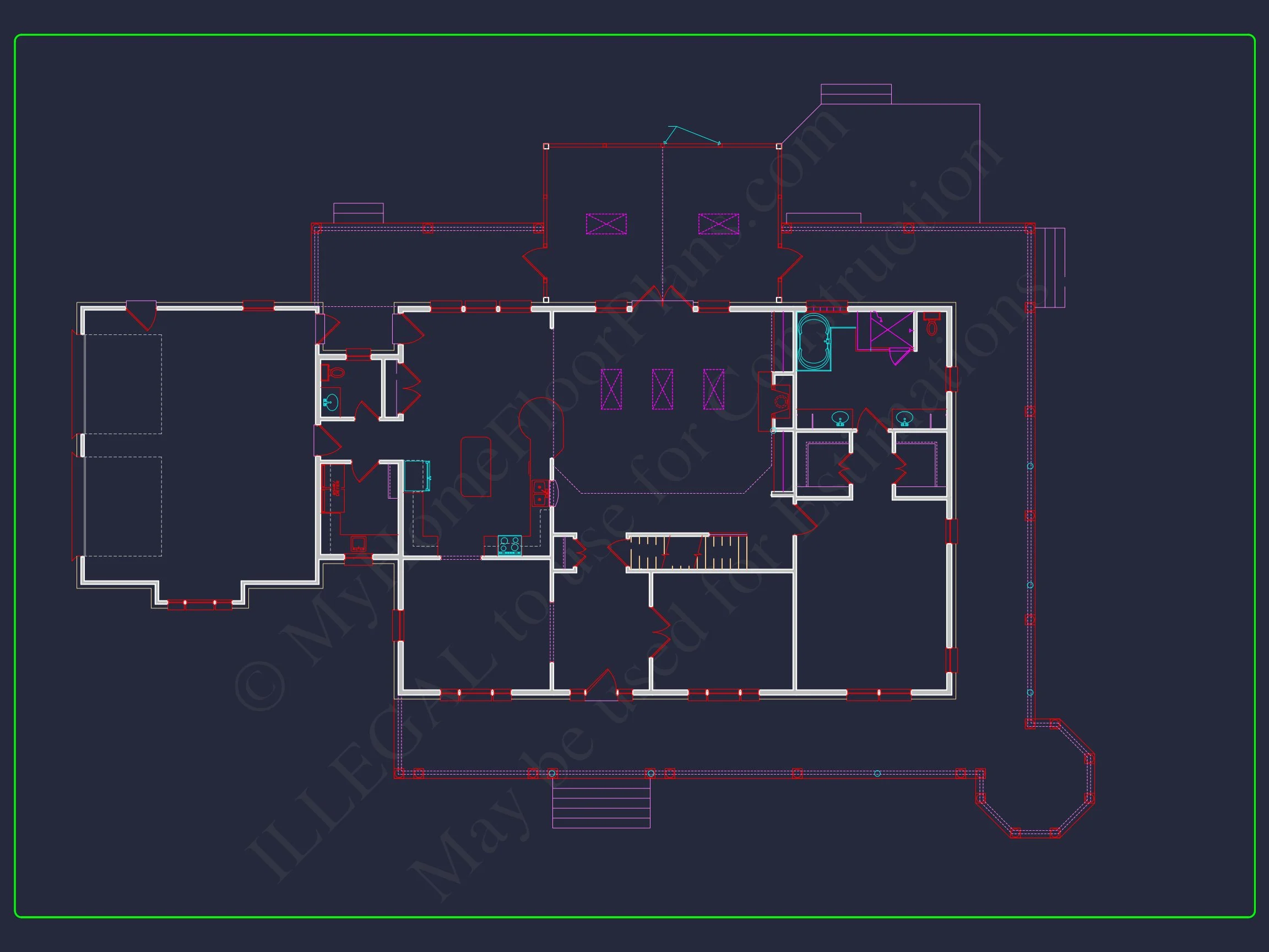 8-1905 HOUSE PLAN - Luxury 2-Story House Plan with 3309 Sq. Ft. and CAD Blueprint 5 Luxury 2-Story house Plan with 3309 Sq. Ft. and CAD Blueprint