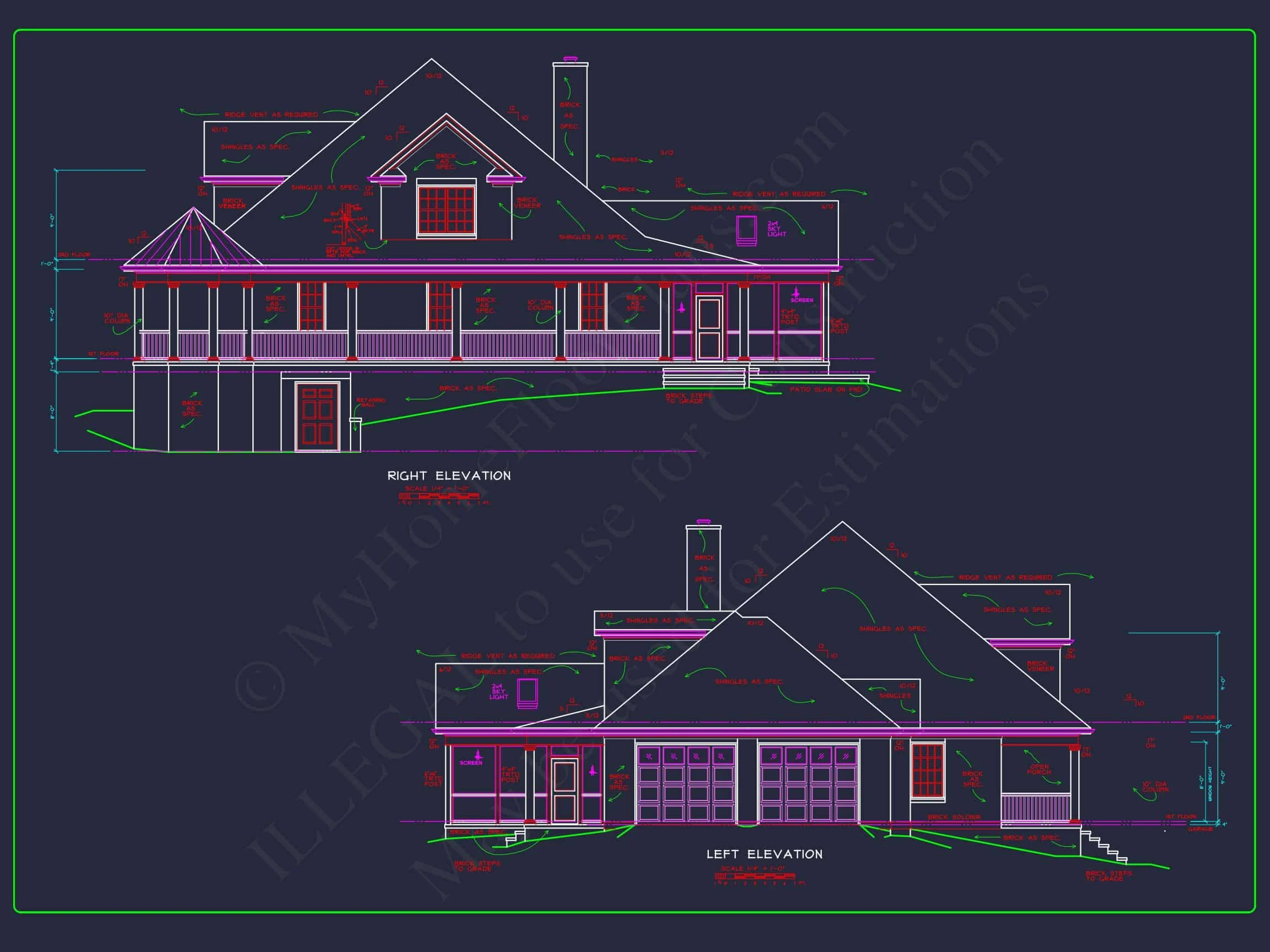 8-1905 HOUSE PLAN - Luxury 2-Story House Plan with 3309 Sq. Ft. and CAD Blueprint 4 Luxury 2-Story house Plan with 3309 Sq. Ft. and CAD Blueprint