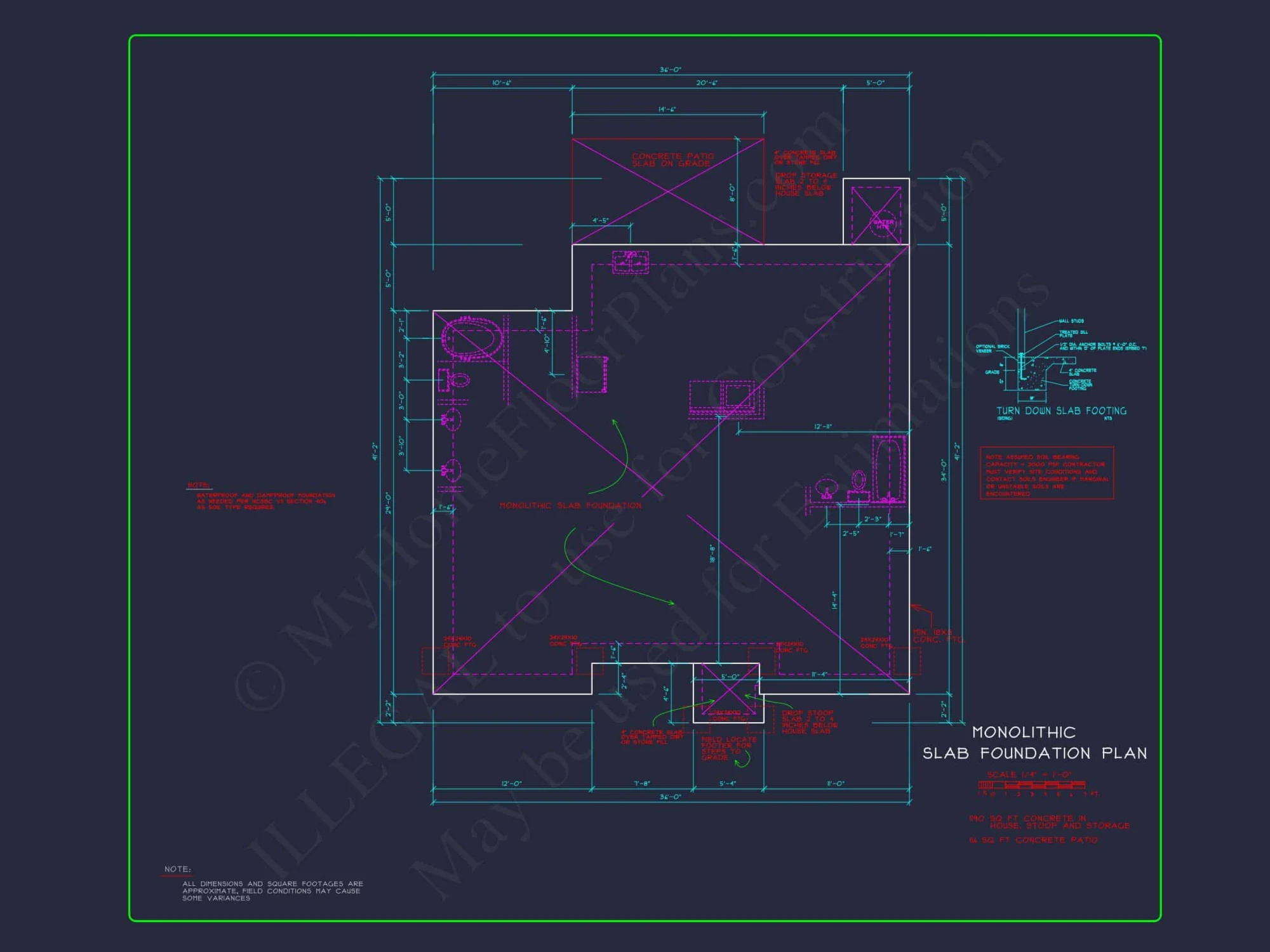 3 Bedroom house Floor Plan with Walk-In Closet and Patio