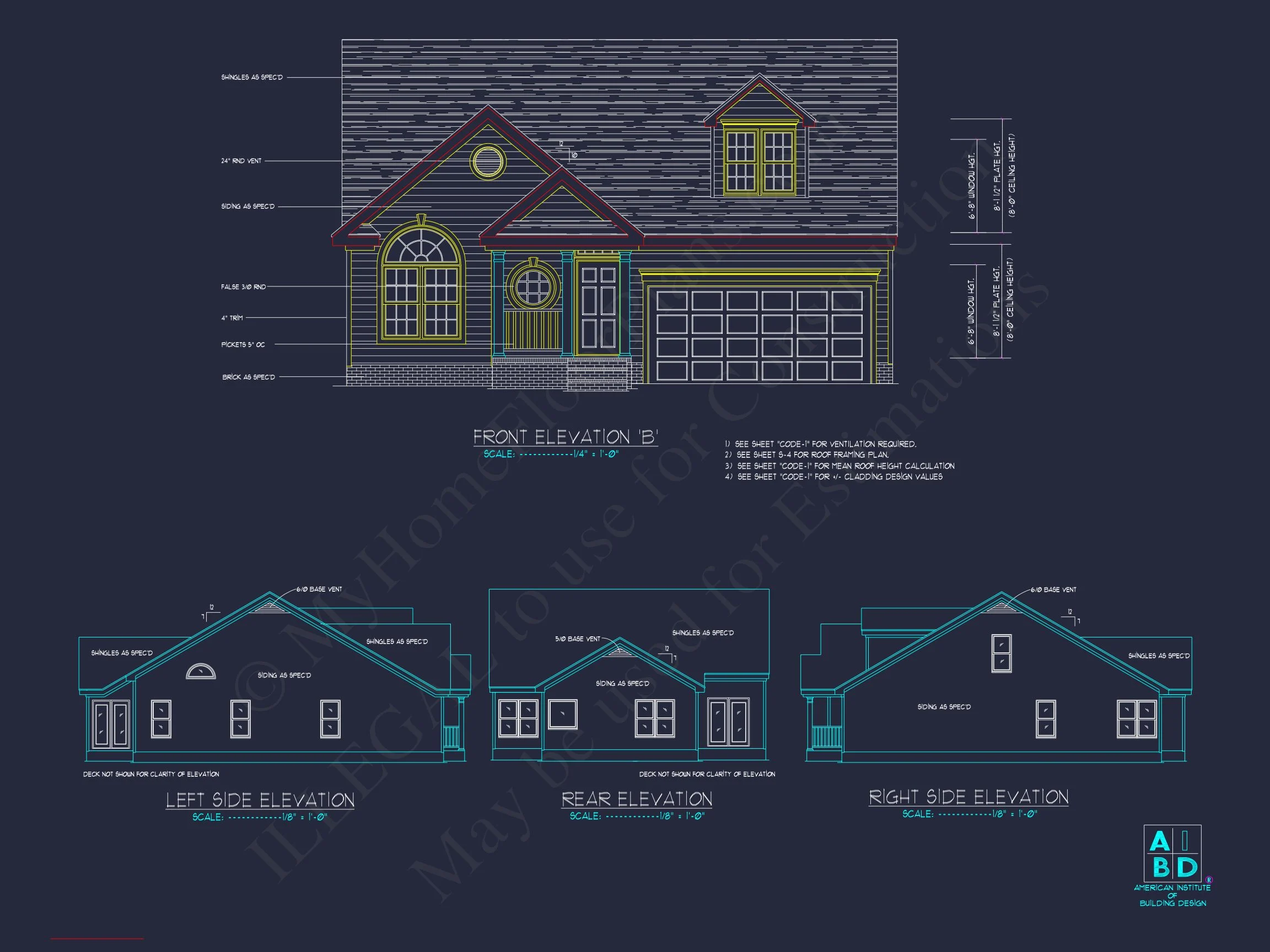 8-1179 HOUSE PLAN - Elegant House Plan: 1.5 Story CAD Designs with 3 Bedrooms 2 Elegant house Plan: 1.5 Story CAD Designs with 3 Bedrooms