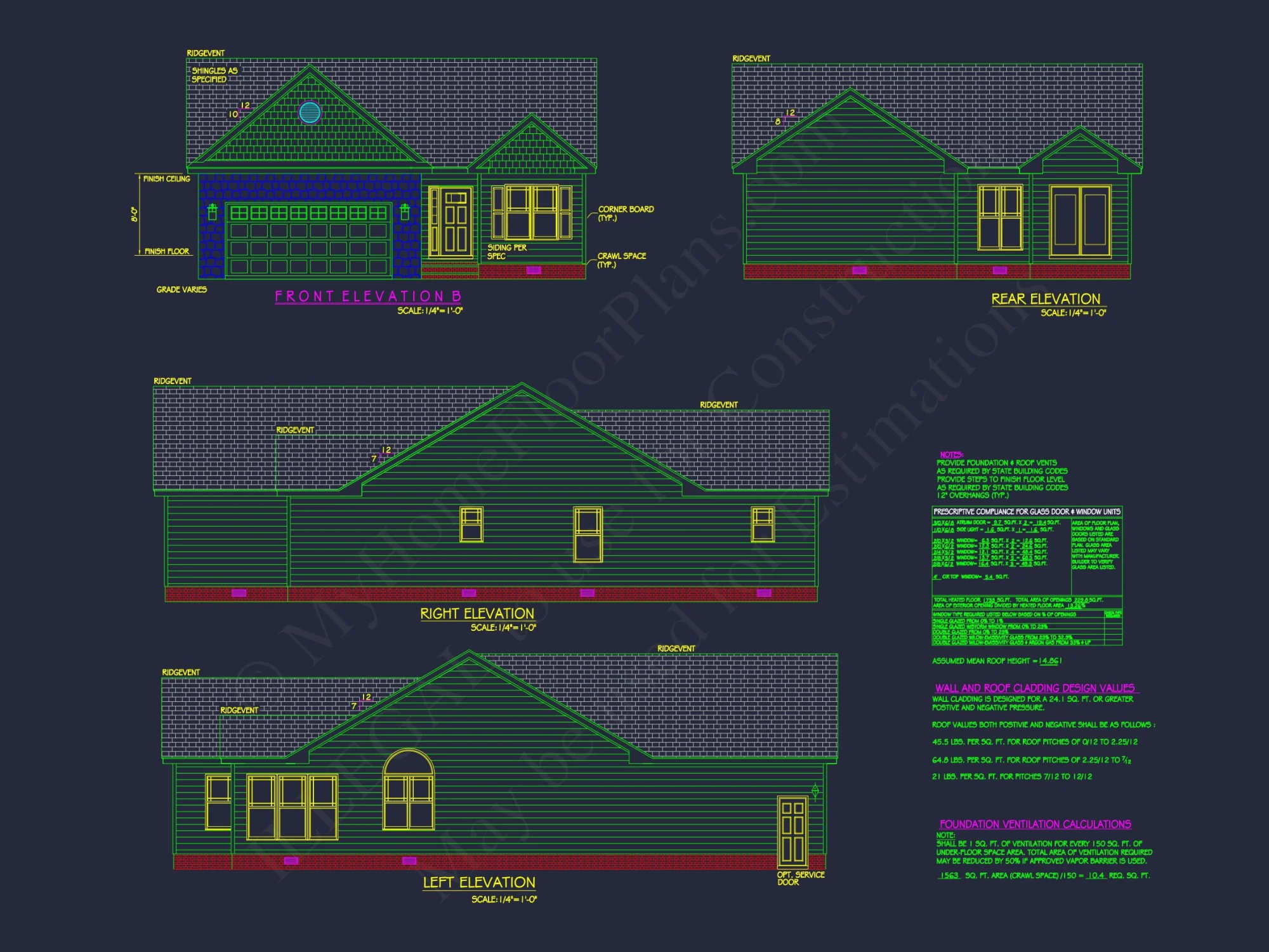 Modern Craftsman house Plan with Spacious 3 Bedrooms and CAD Blueprint