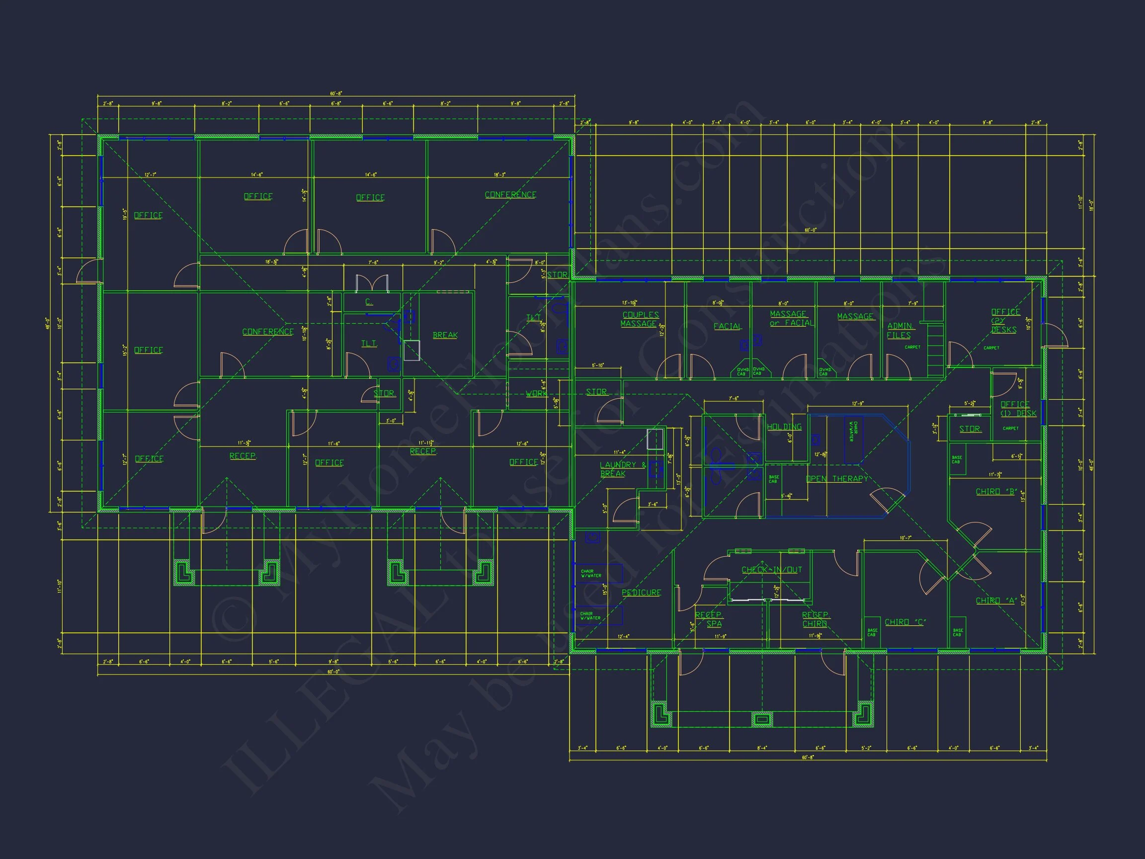 12-1044 HOUSE PLAN - 6,000 Sq Ft Modern Office Plan – Spacious Layout with CAD Designs 8 Modern Office Floor Plan with CAD Architecture and Designs