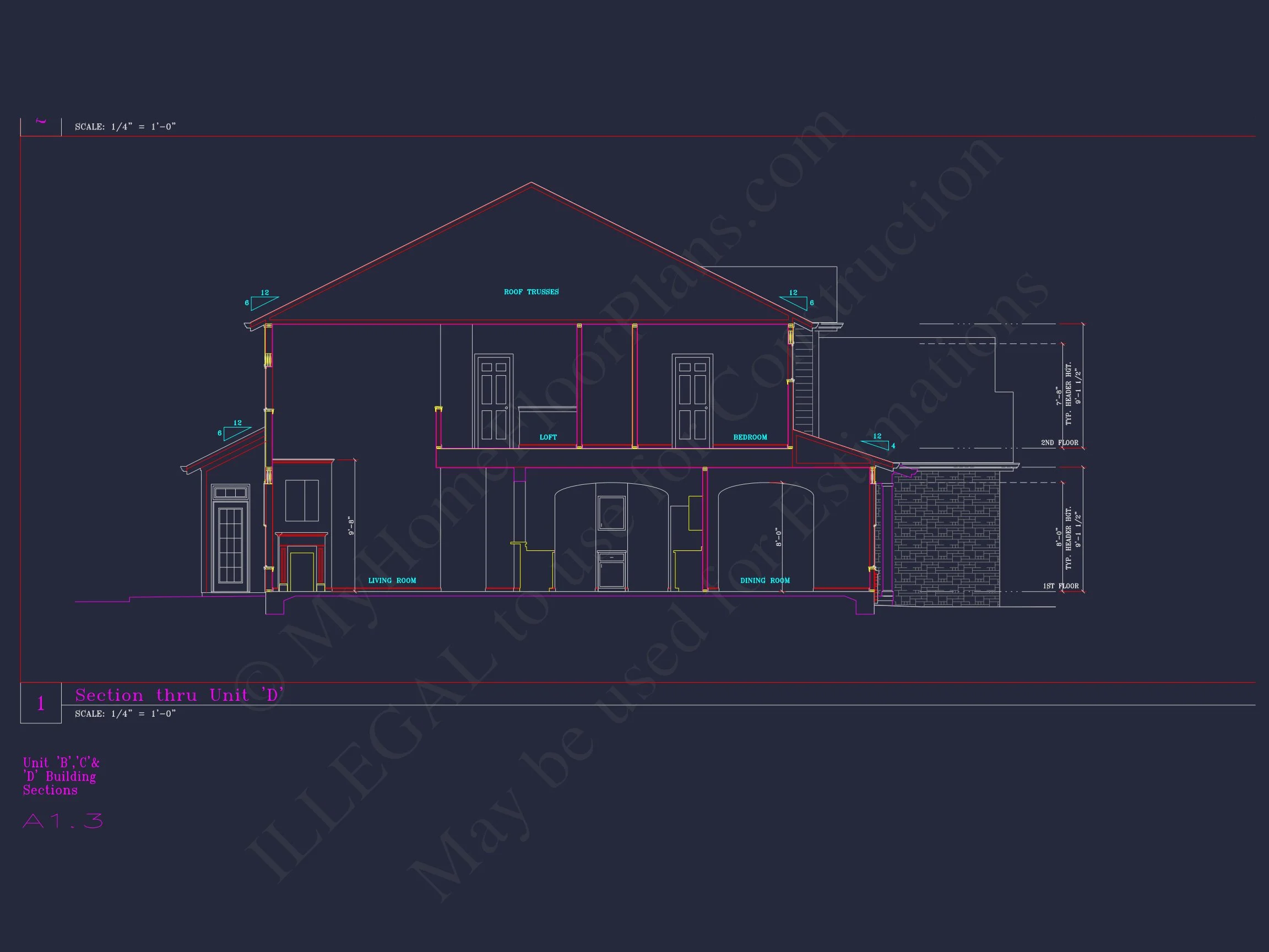 8-1930-4 TOWNHOUSE PLAN - Stylish 2-Bedroom Townhouse Floor Plan with CAD Blueprint Design 19 Stylish 2-Bedroom Townhome Floor Plan with CAD Blueprint Design